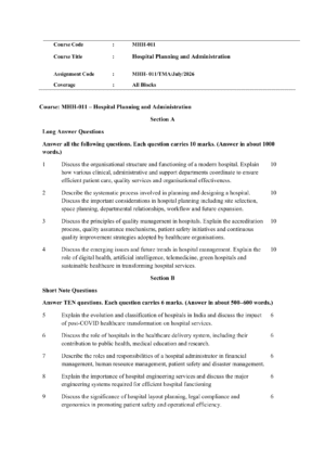 IGNOU MHH-011 Solved Assignment JULY 2026 – English Medium