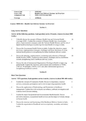 IGNOU MHH-014 Solved Assignment JULY 2026 – English Medium