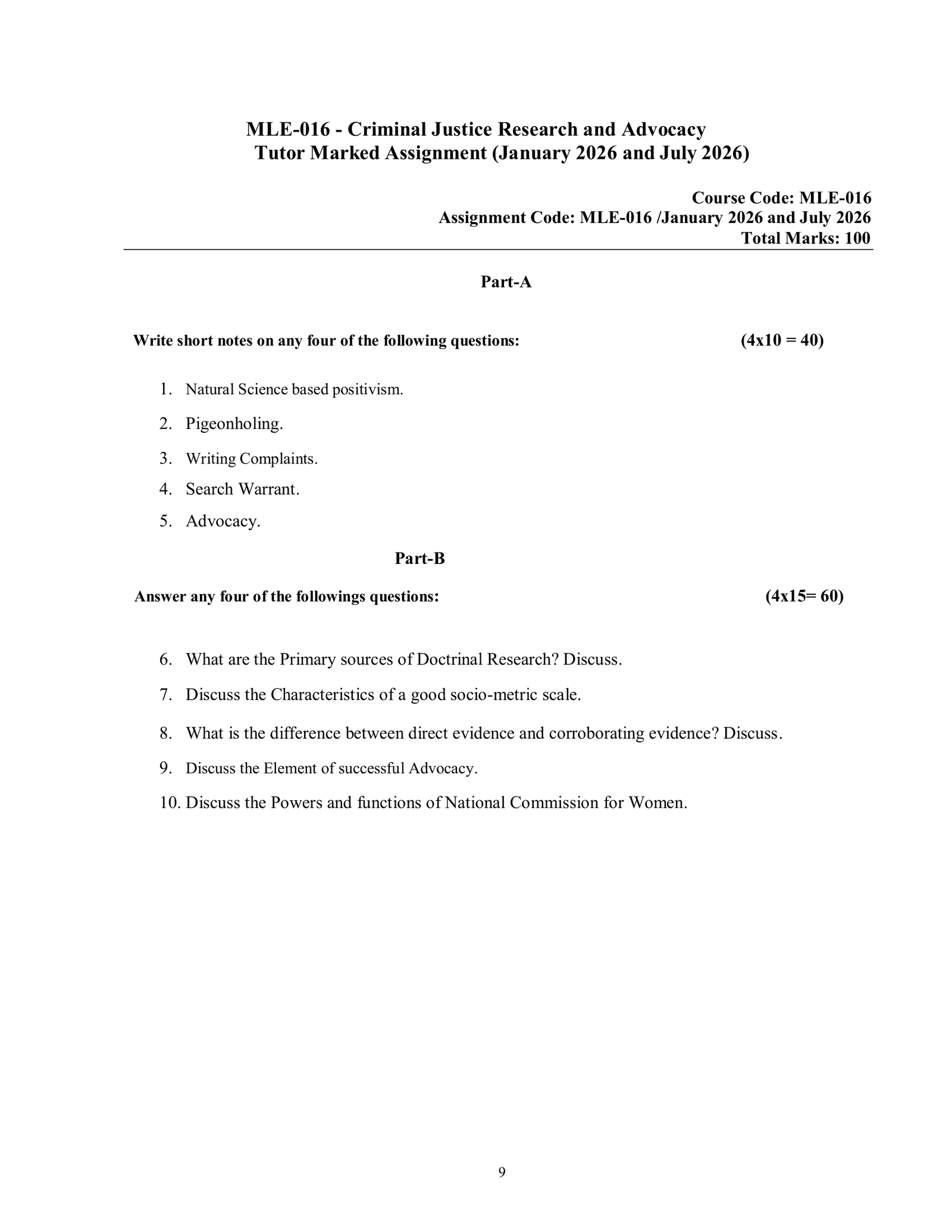 IGNOU MLE-016 Solved Assignment 2026-27 – English Medium