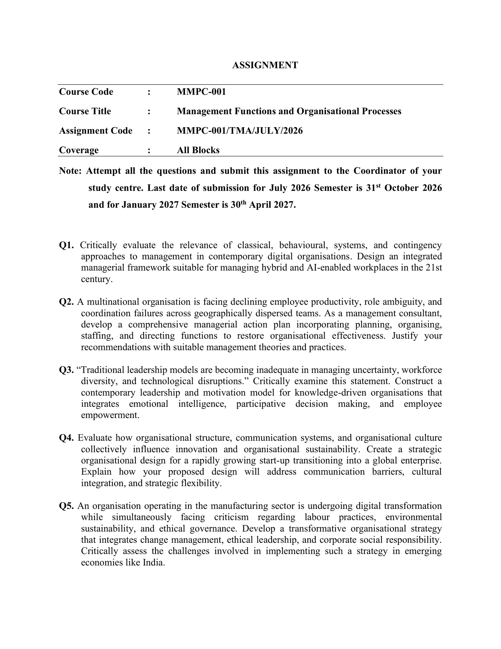 IGNOU MMPC-001 Solved Assignment 2026-27 – English Medium