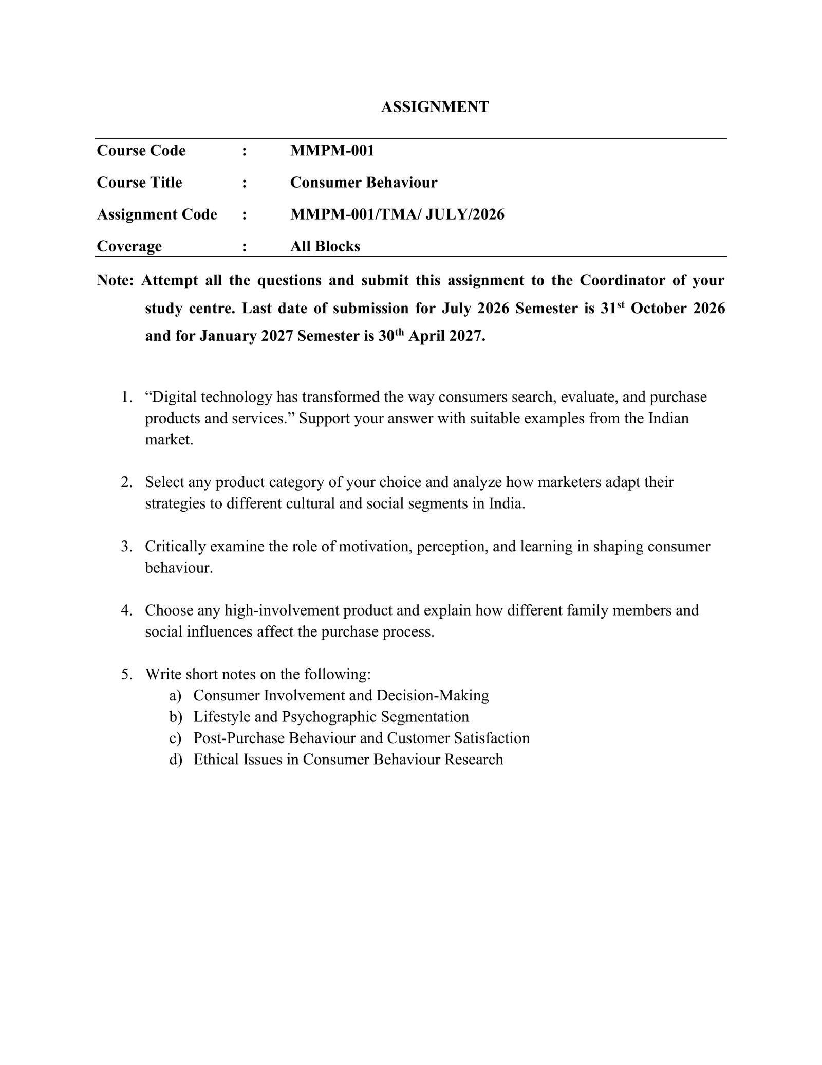 IGNOU MMPM-001 Solved Assignment 2026-27 – English Medium