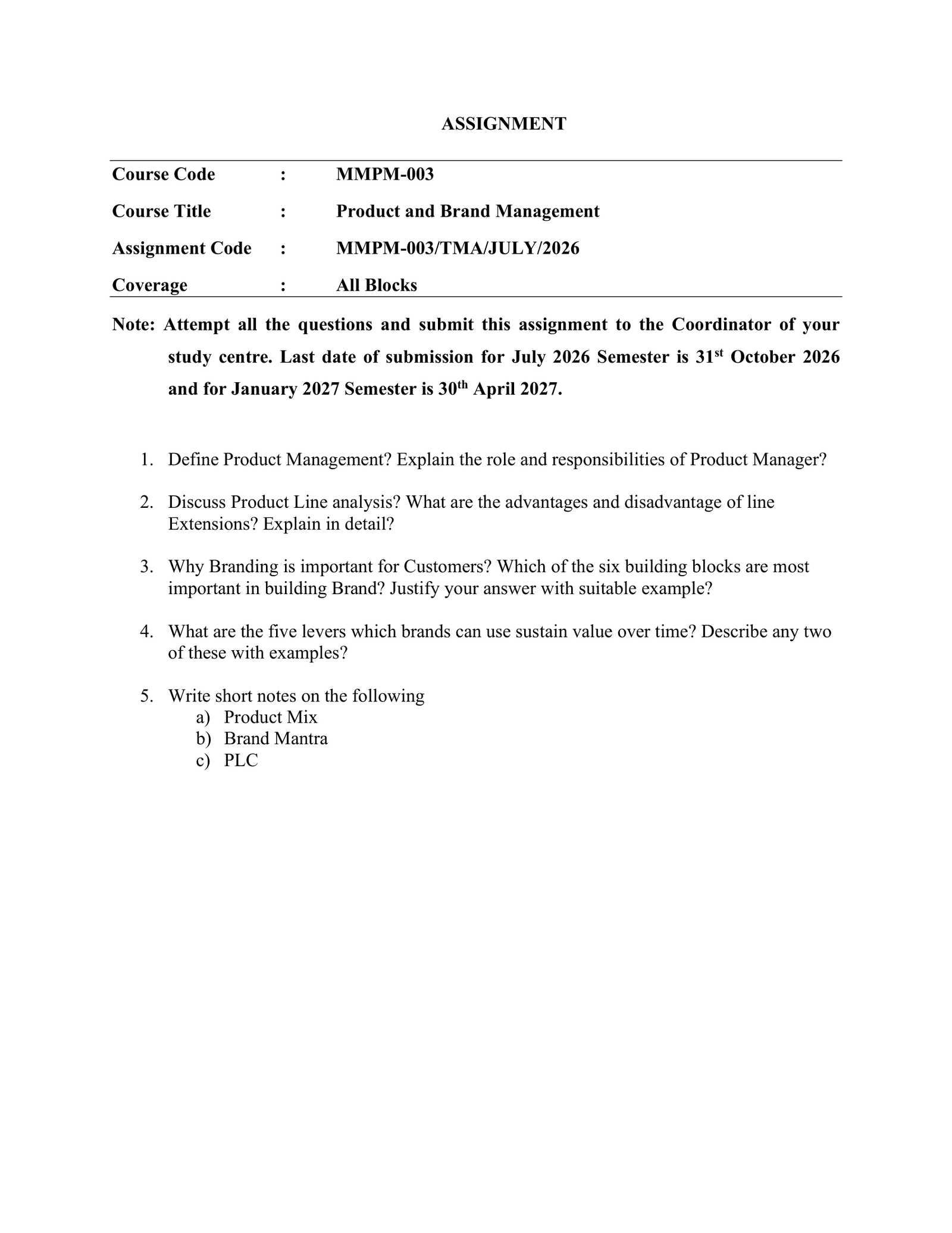 IGNOU MMPM-003 Solved Assignment 2026-27 – English Medium