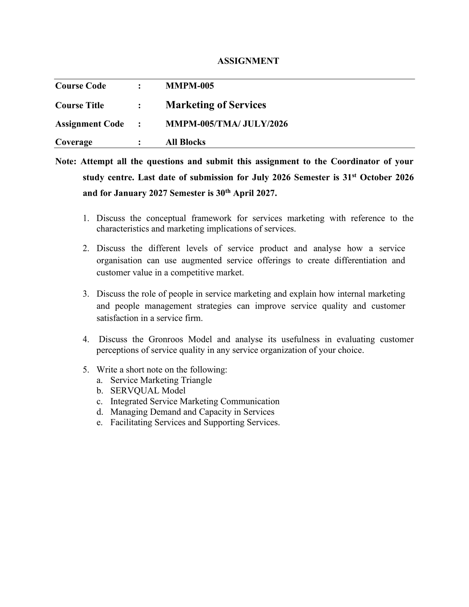 IGNOU MMPM-005 Solved Assignment 2026-27 – English Medium
