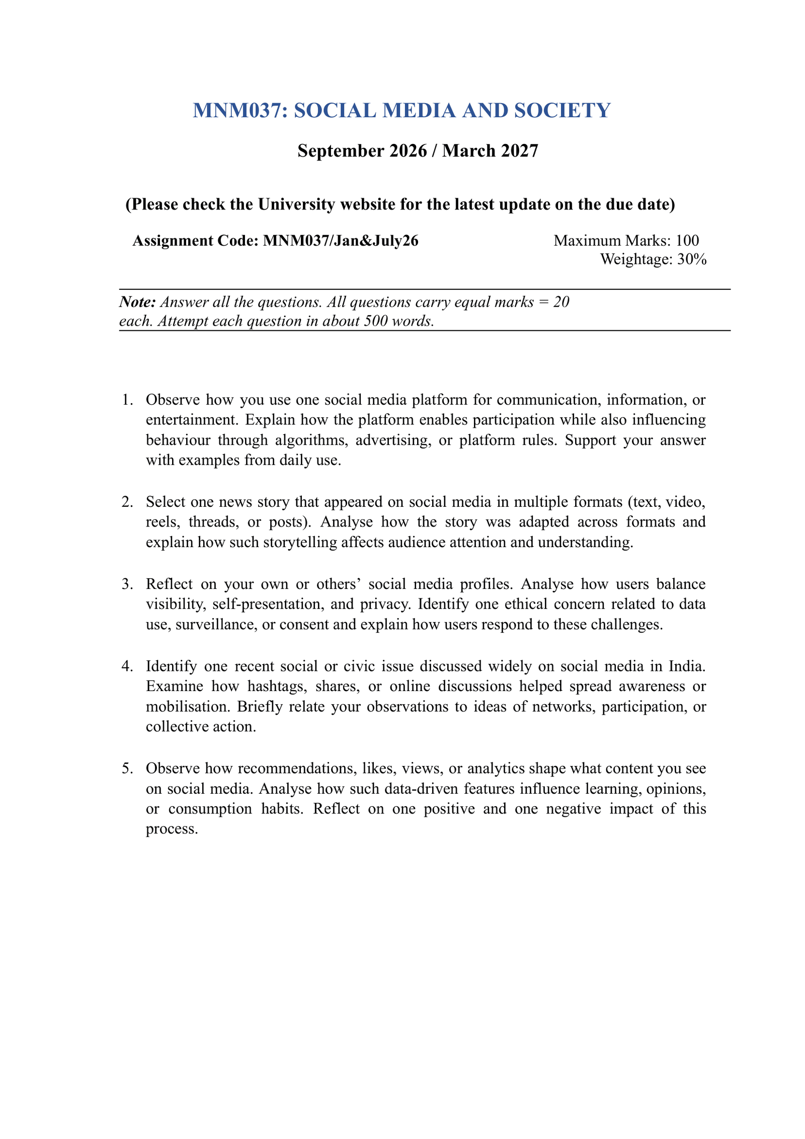 IGNOU MNM-037 Solved Assignment 2026-27 – English Medium