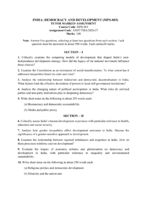 IGNOU MPS-003 Solved Assignment 2026-27 – English Medium