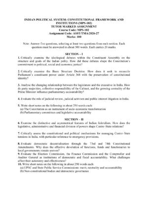IGNOU MPS-102 Solved Assignment 2026-27 – English Medium