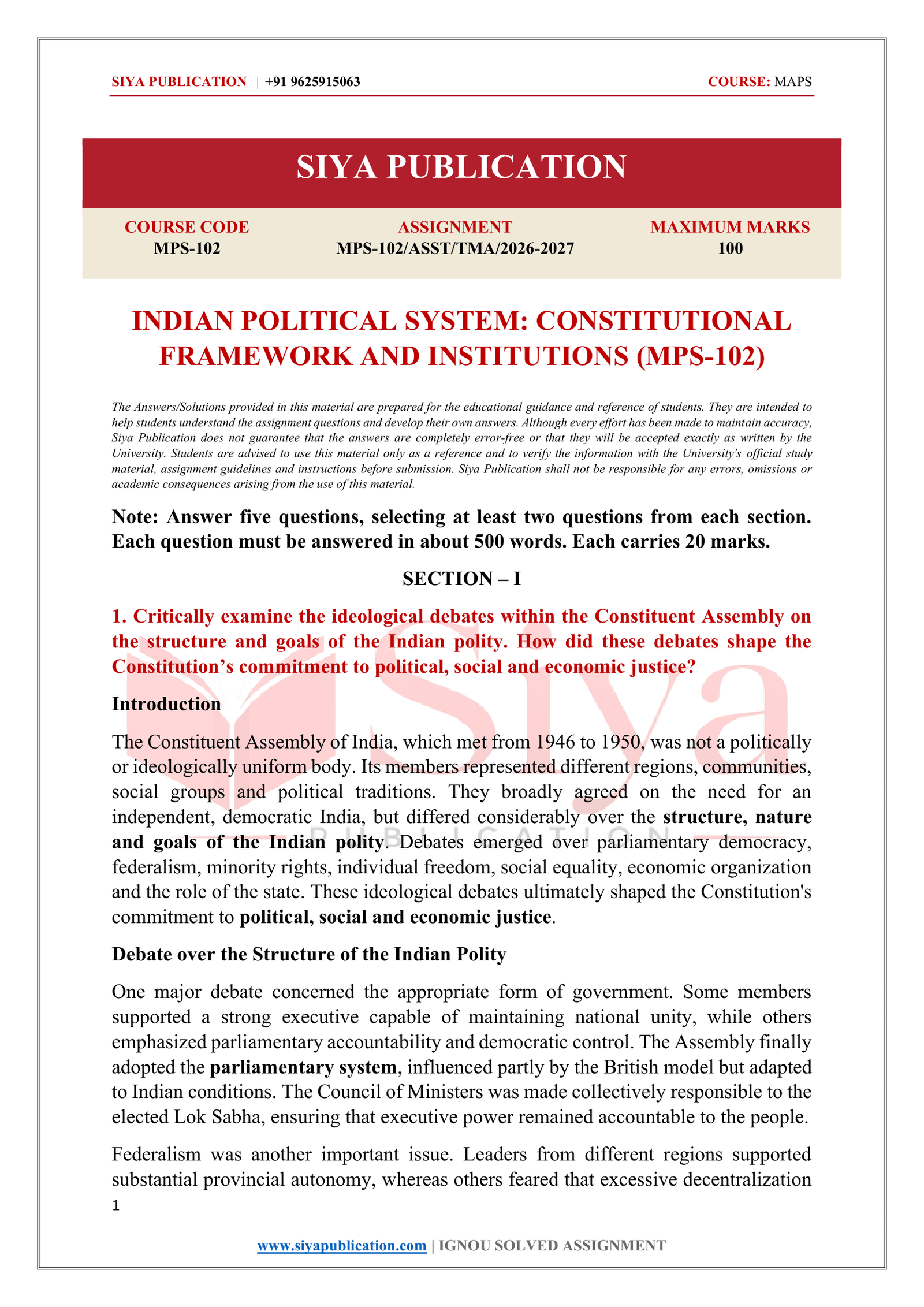 IGNOU MPS-102 Solved Assignment 2026-27 – English Medium - Image 2