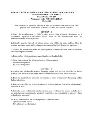 IGNOU MPS-107 Solved Assignment 2026-27 – English Medium