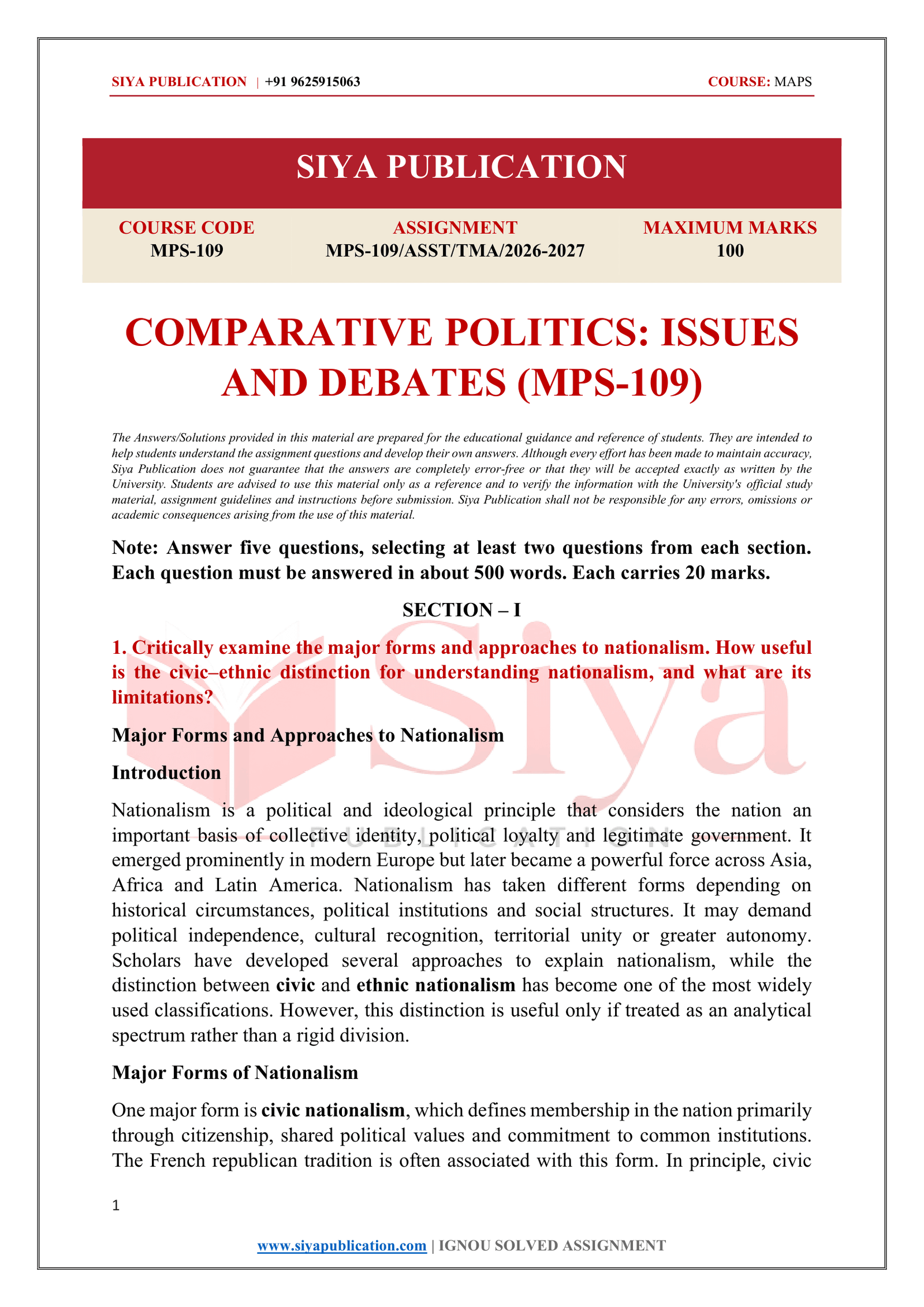 IGNOU MPS-109 Solved Assignment 2026-27 – English Medium - Image 2