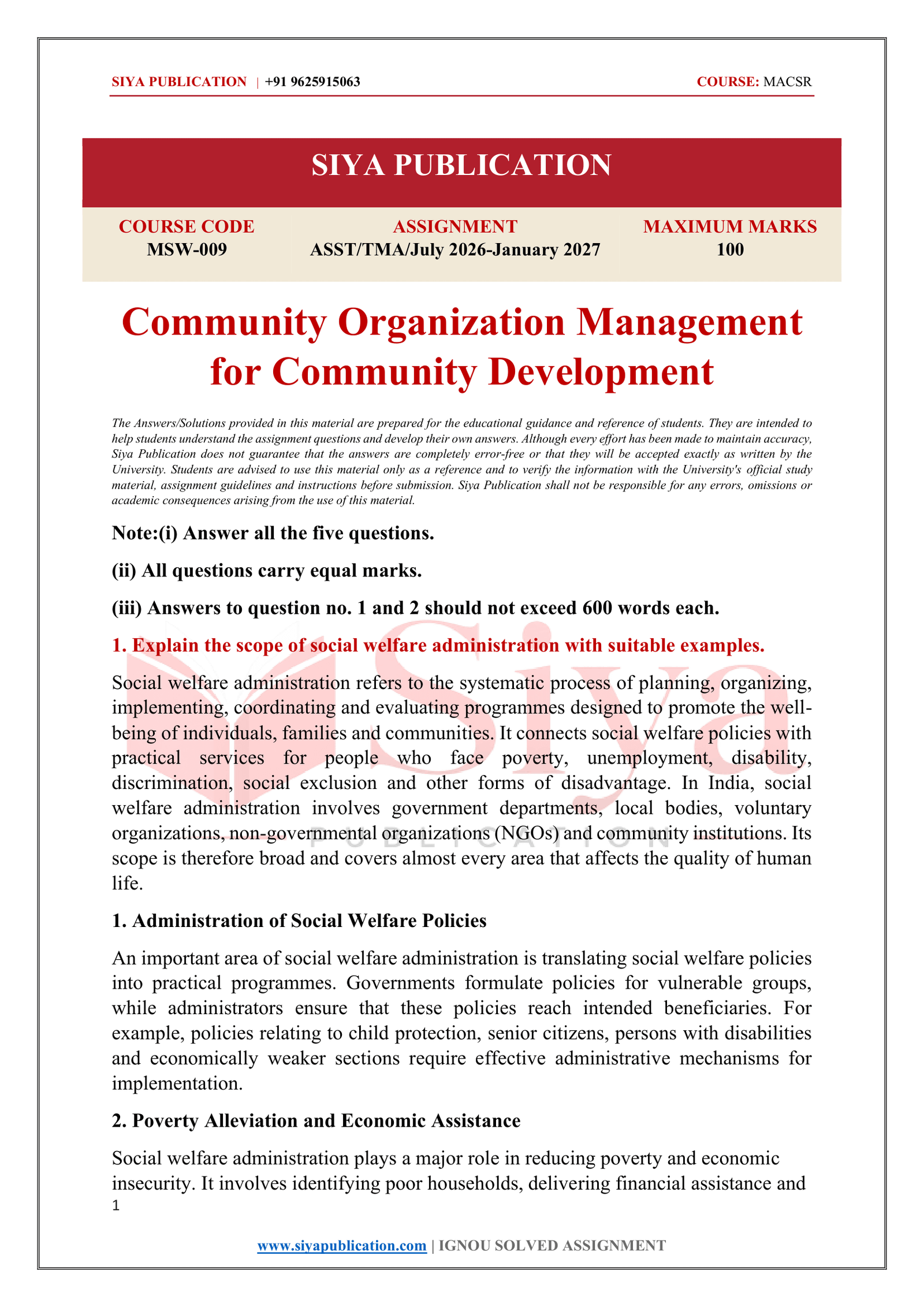 IGNOU MSW-009 Solved Assignment 2026-27 – English Medium - Image 2