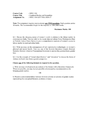 IGNOU MWG-104 Solved Assignment 2026-27 – English Medium