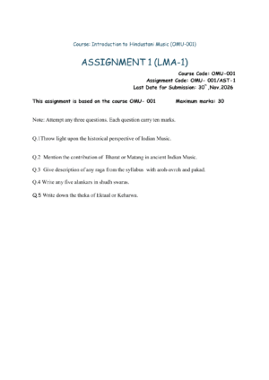 IGNOU OMU-001 Solved Assignment JULY 2026 – English Medium