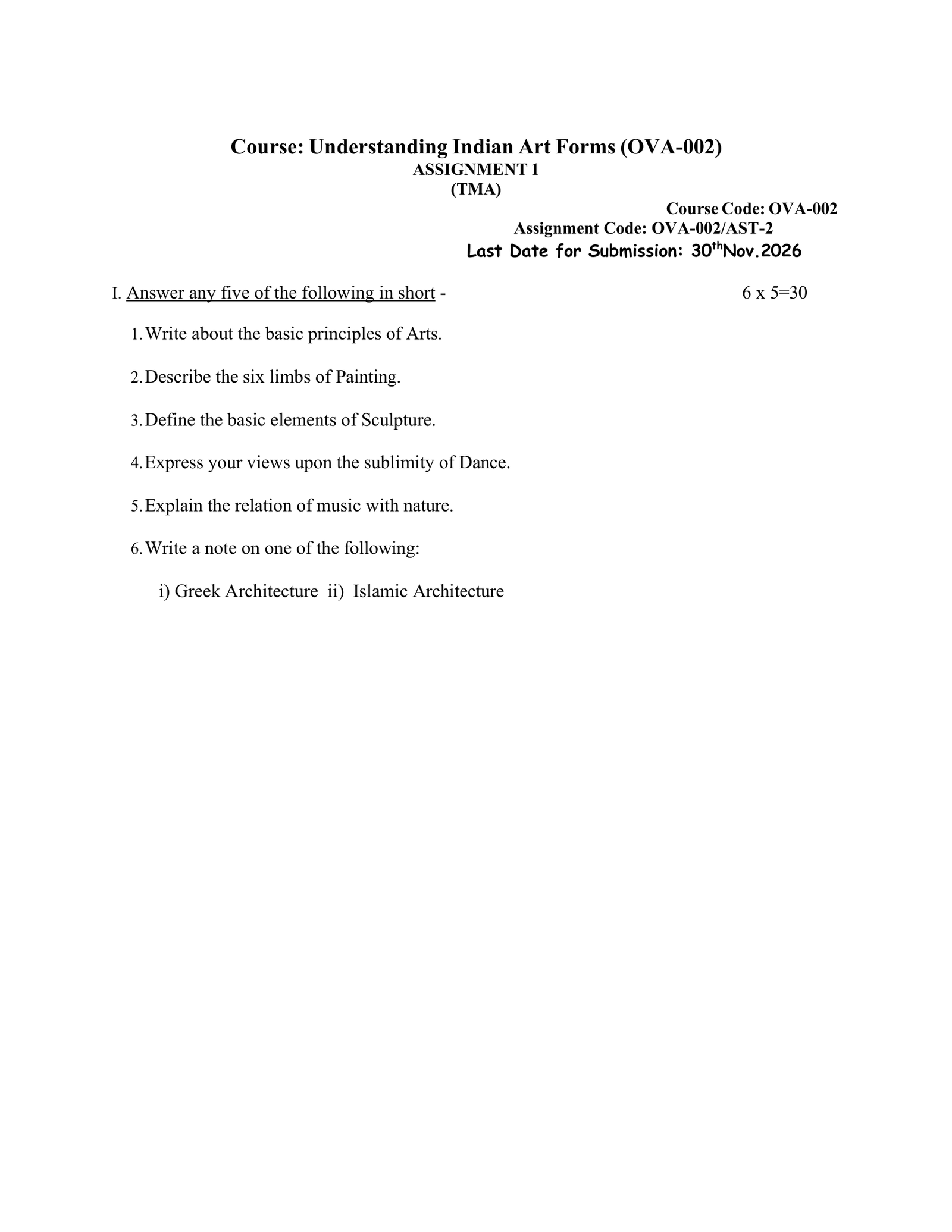 IGNOU OVA-002 Solved Assignment JULY 2026 – English Medium