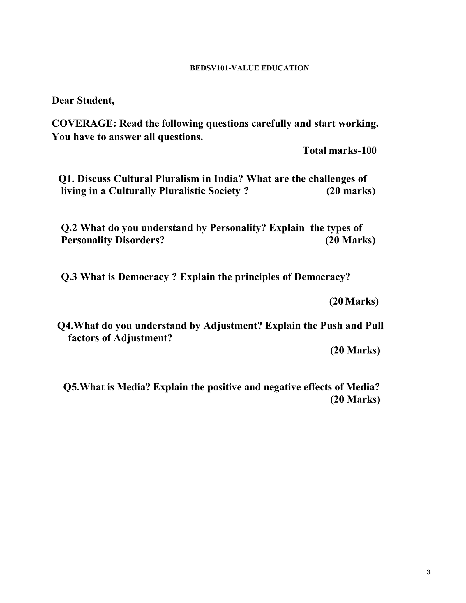 IGNOU BEDSV-101 Solved Assignment 2026 – English Medium