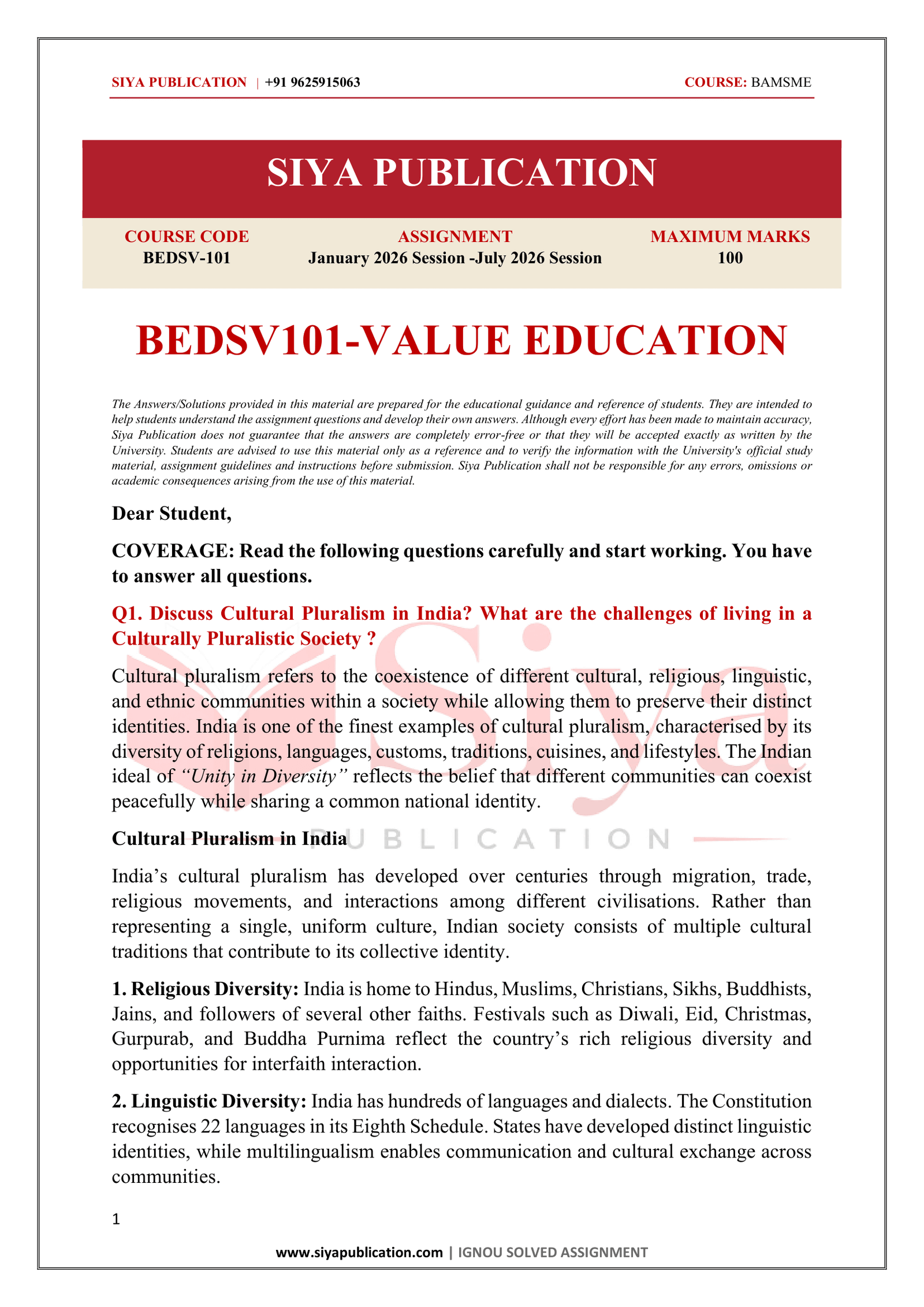 IGNOU BEDSV-101 Solved Assignment 2026 – English Medium - Image 2