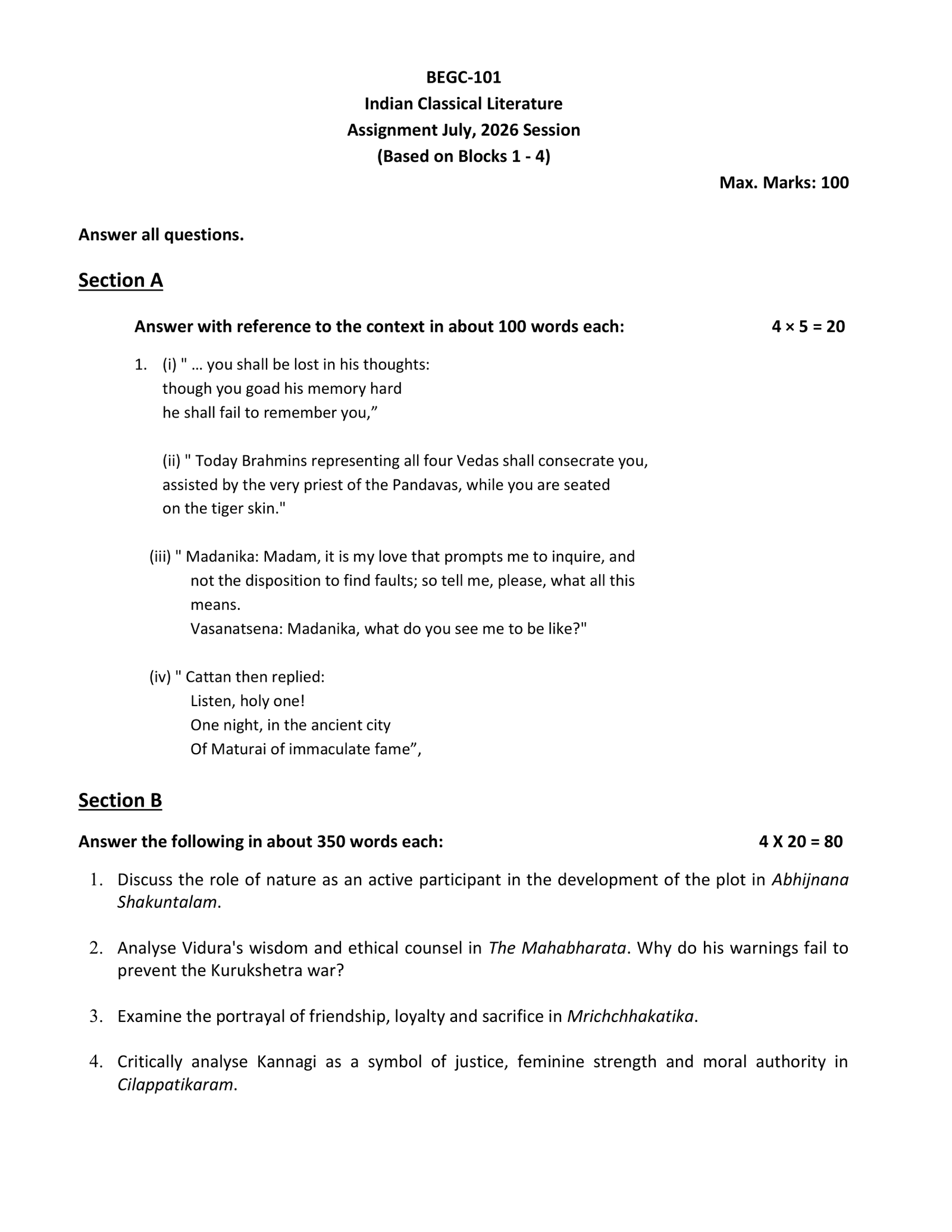 IGNOU BEGC-101 Solved Assignment JULY 2026 – English Medium
