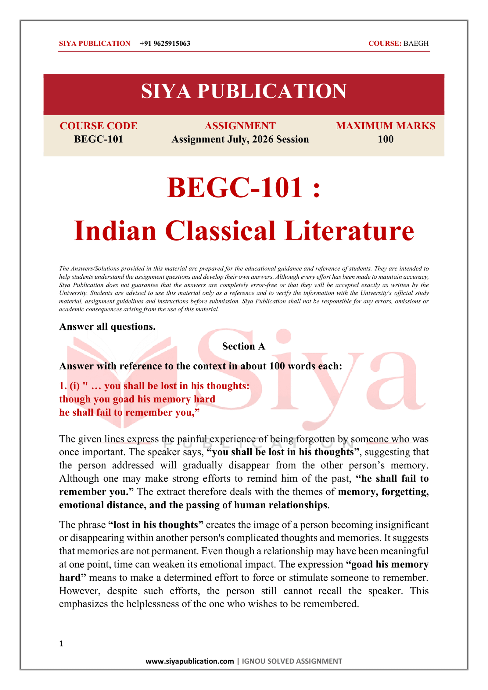 IGNOU BEGC-101 Solved Assignment JULY 2026 – English Medium - Image 2