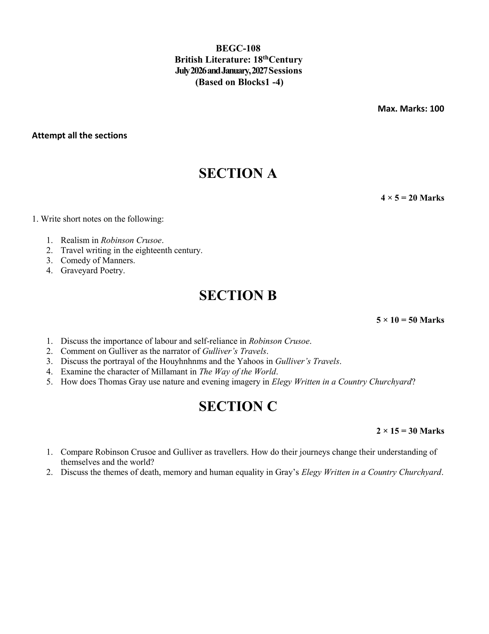 IGNOU BEGC-108 Solved Assignment 2026-27 – English Medium