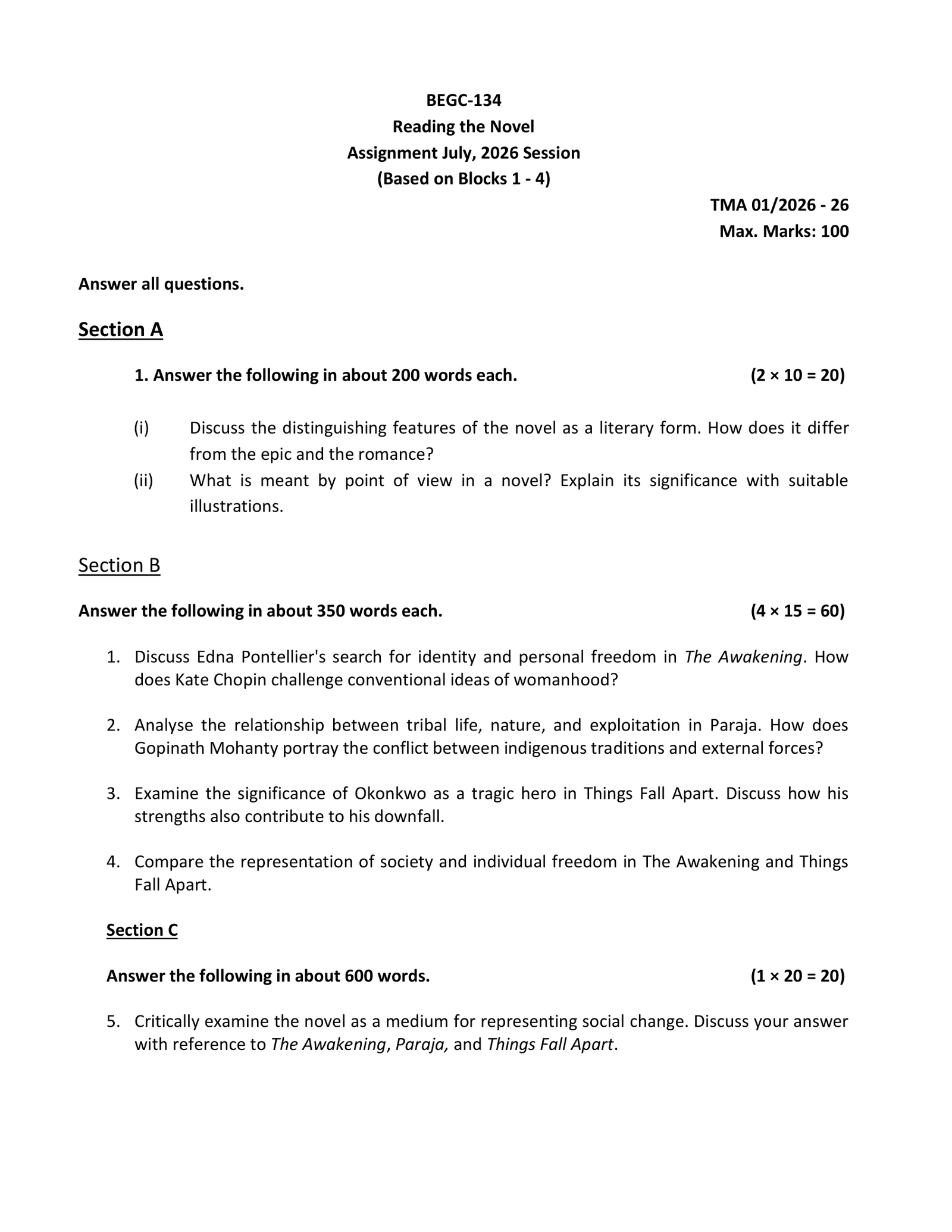 IGNOU BEGC-134 Solved Assignment JULY 2026 – English Medium