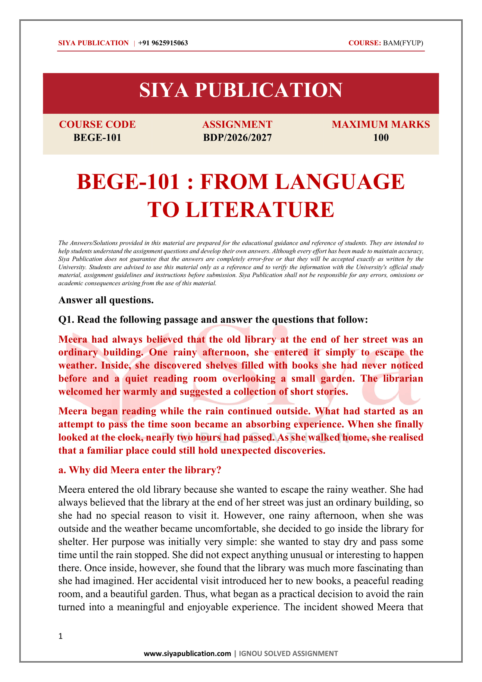 IGNOU BEGE-101 Solved Assignment 2026-27 – English Medium - Image 2