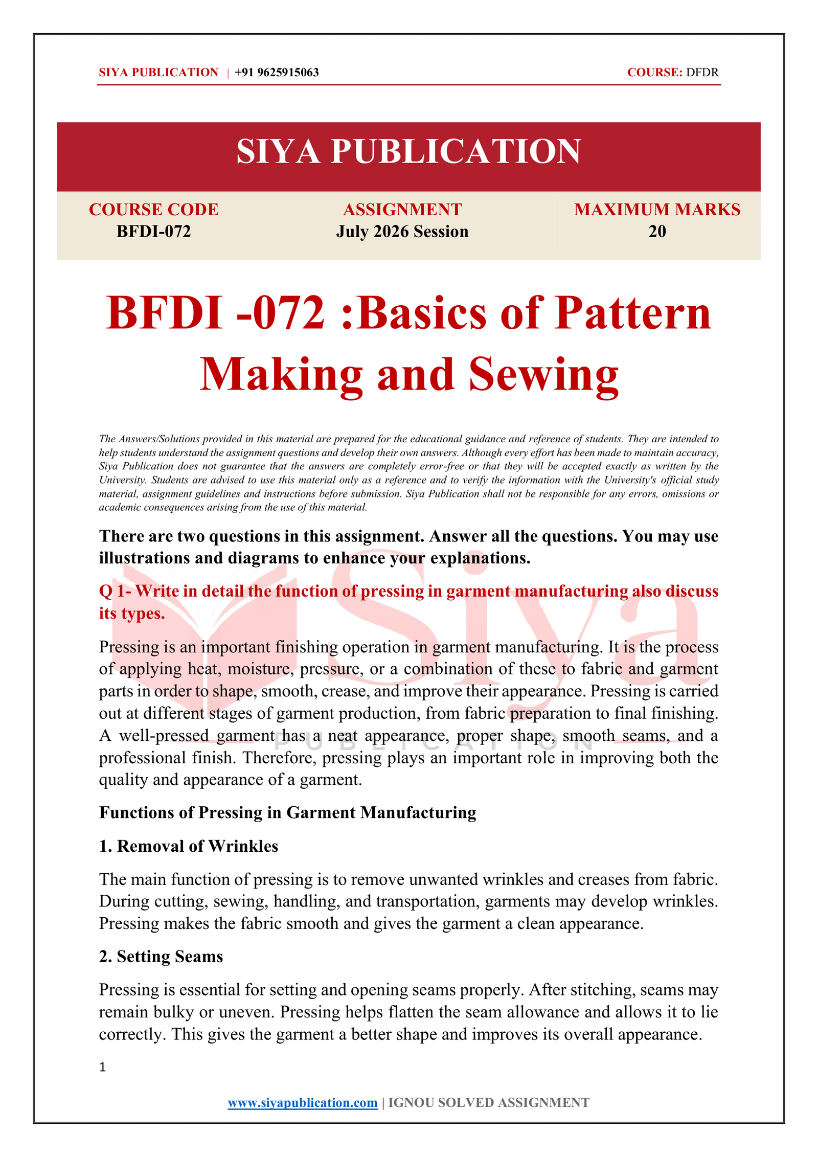 IGNOU BFDI-072 Solved Assignment JULY 2026 – English Medium - Image 2