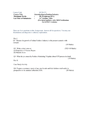 IGNOU BFDI-073 Solved Assignment JULY 2026 – English Medium