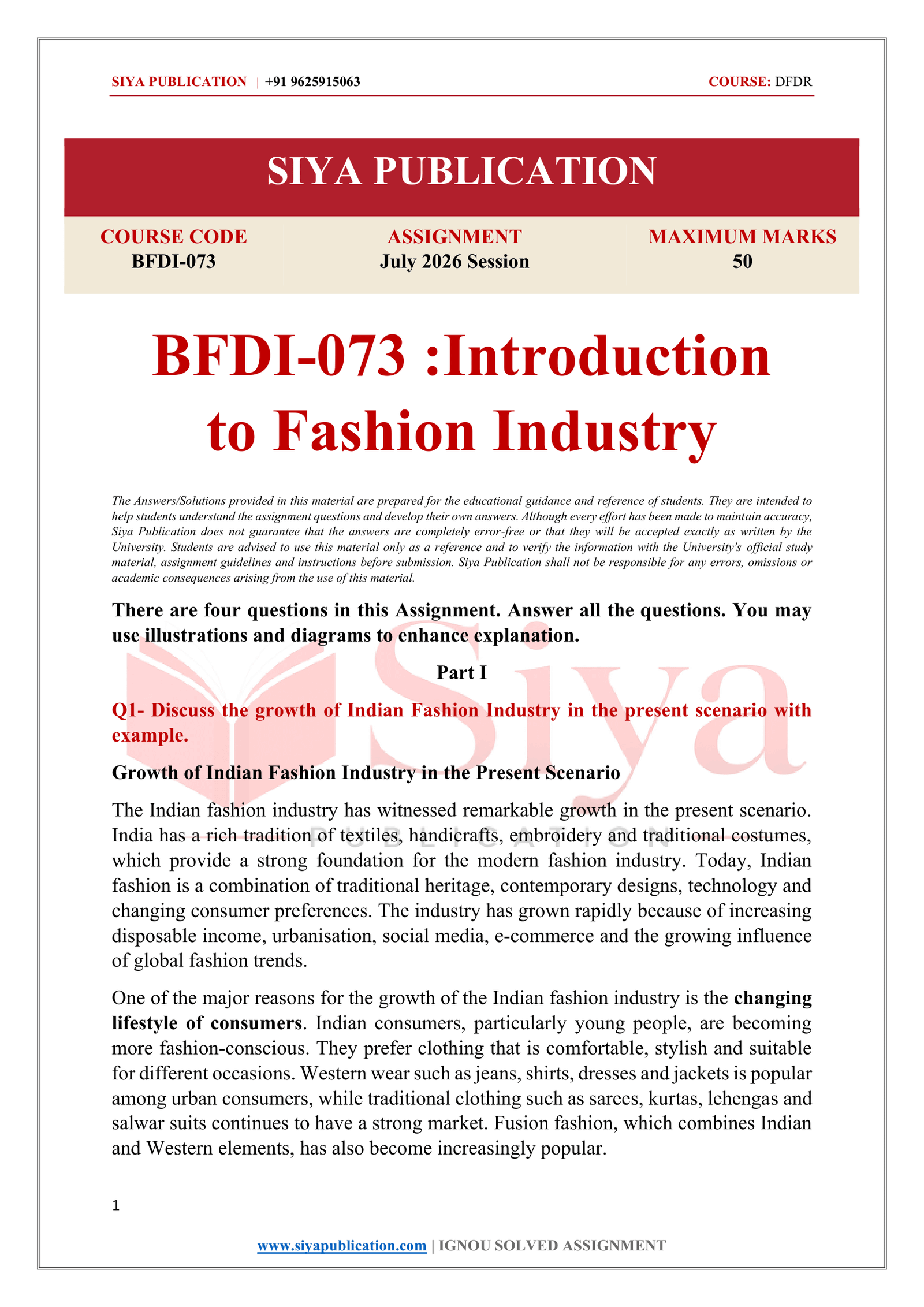 IGNOU BFDI-073 Solved Assignment JULY 2026 – English Medium - Image 2