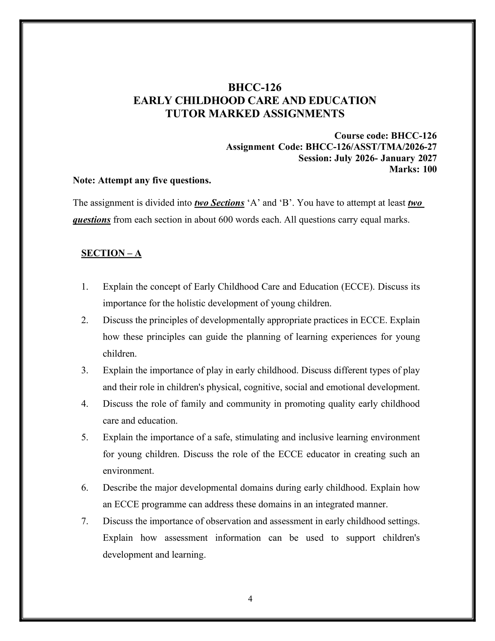 IGNOU BHCC-126 Solved Assignment 2026-27 – English Medium