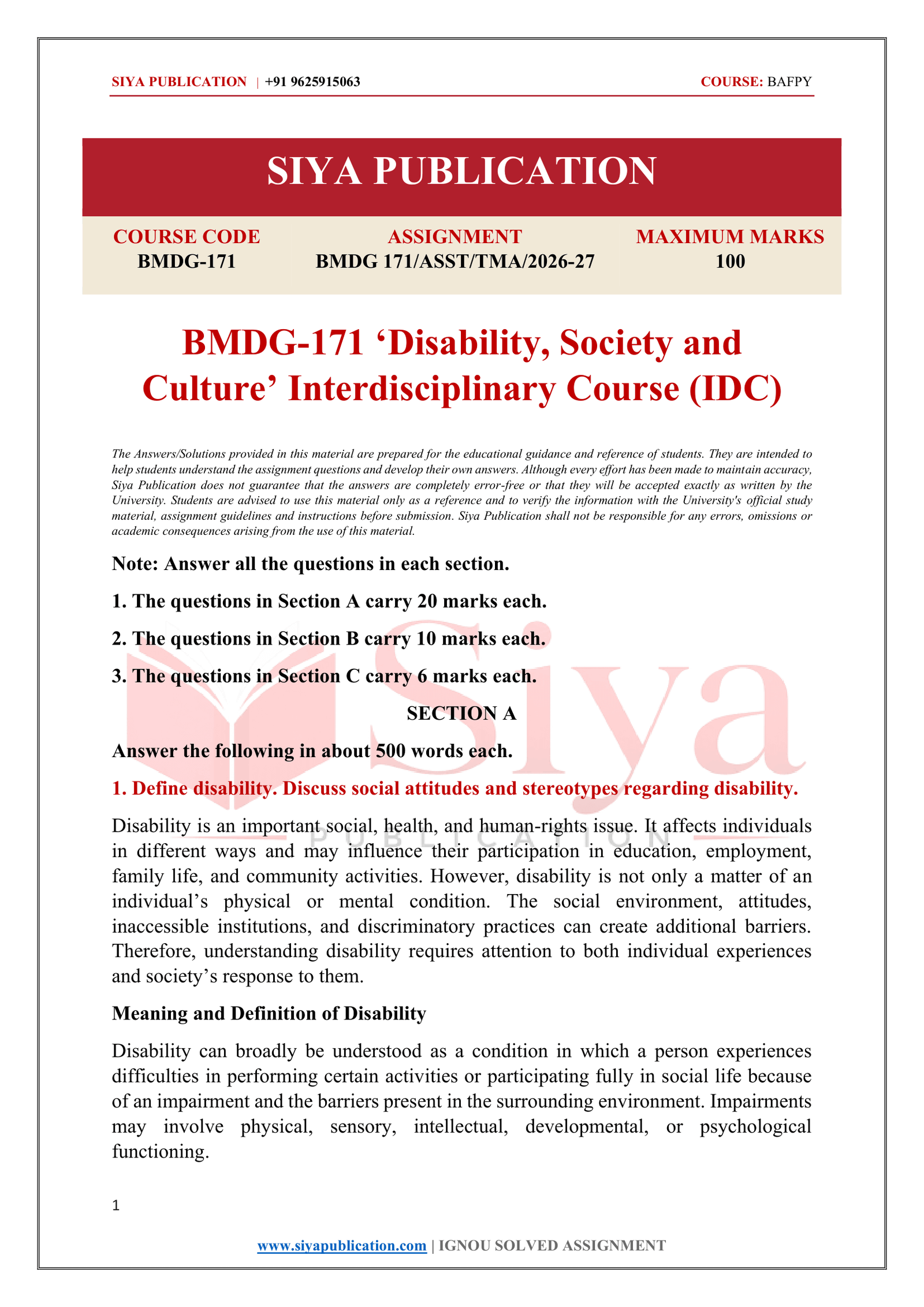 IGNOU BMDG-171 Solved Assignment 2026-27 – English Medium - Image 2