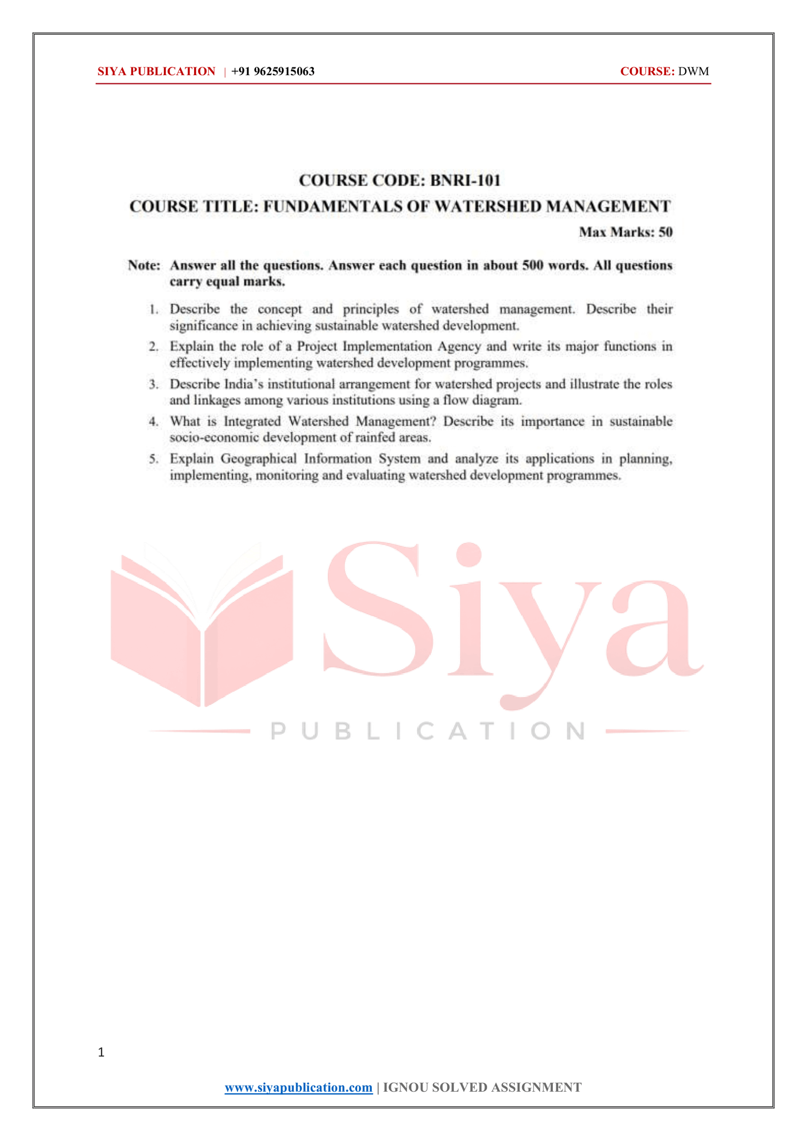 IGNOU BNRI-101 Solved Assignment 2026-27 – English Medium
