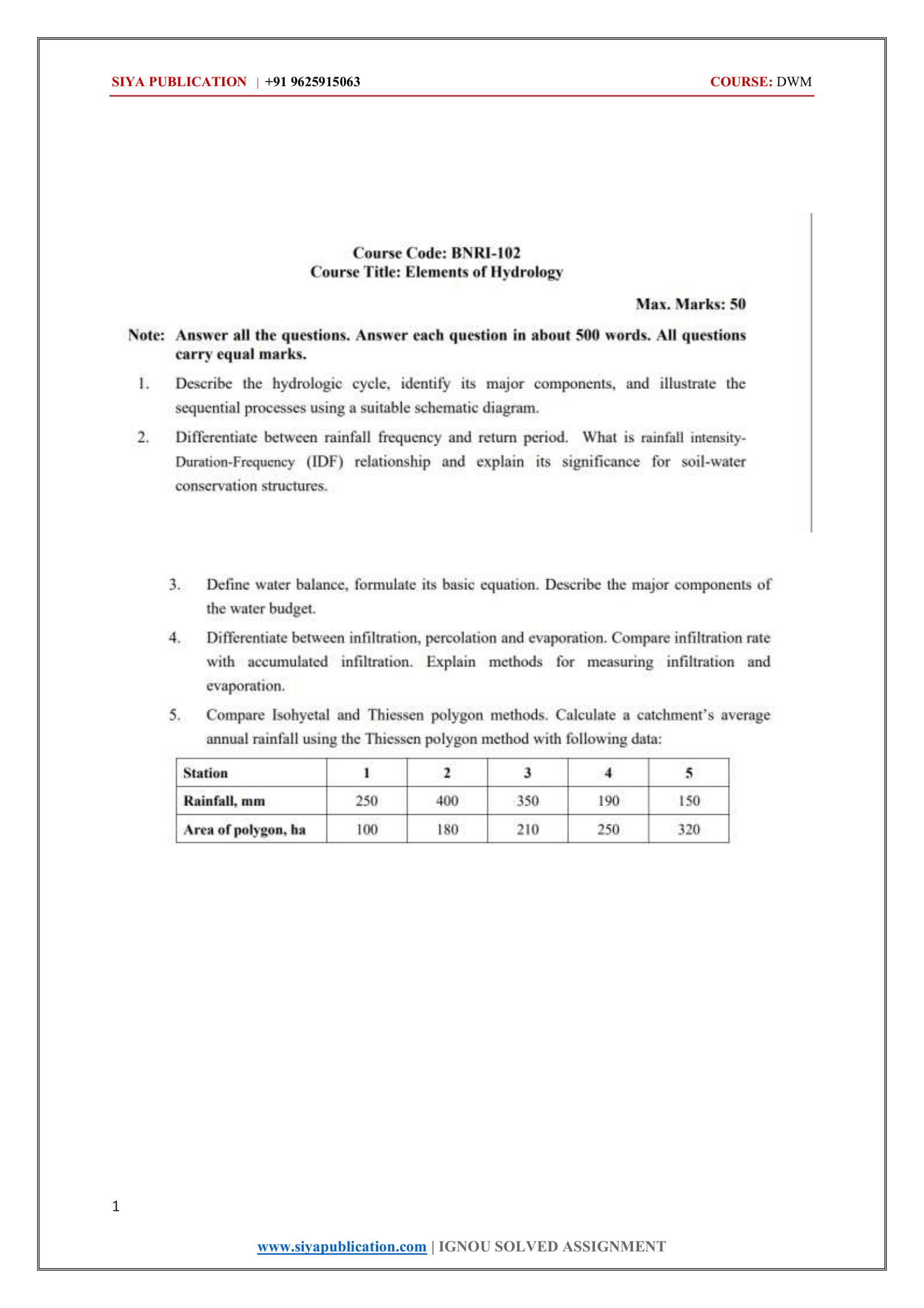 IGNOU BNRI-102 Solved Assignment 2026-27 – English Medium
