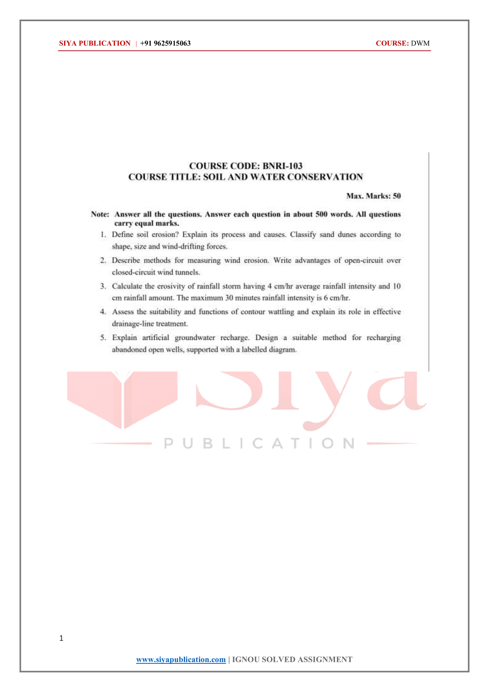 IGNOU BNRI-103 Solved Assignment 2026-27 – English Medium