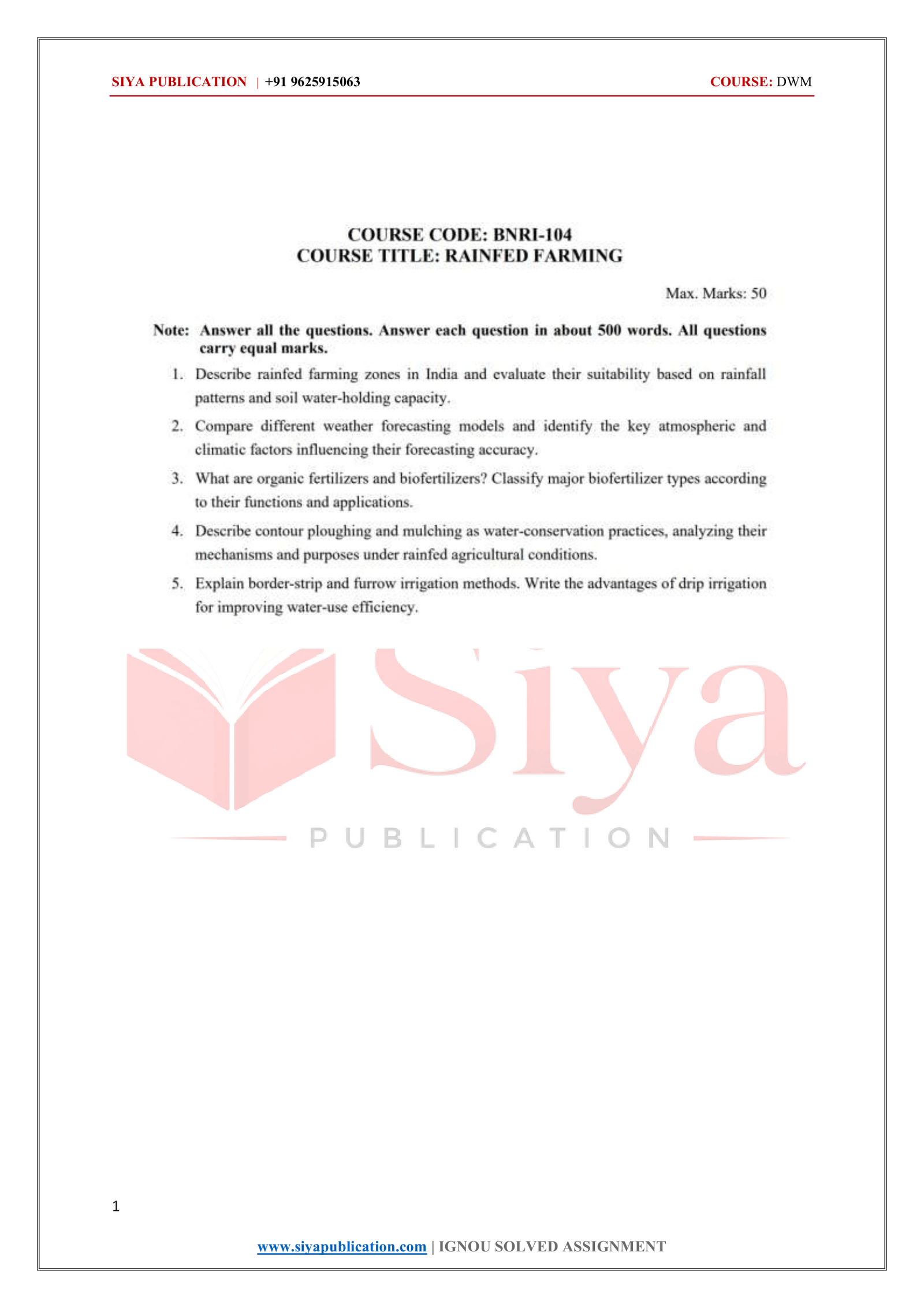IGNOU BNRI-104 Solved Assignment 2026-27 – English Medium