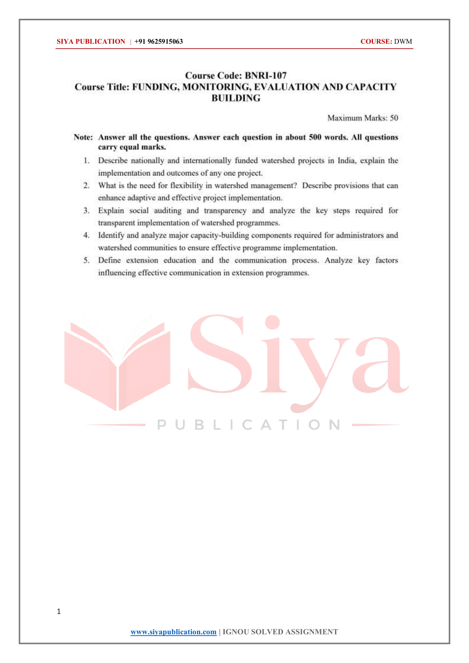 IGNOU BNRI-107 Solved Assignment 2026-27 – English Medium