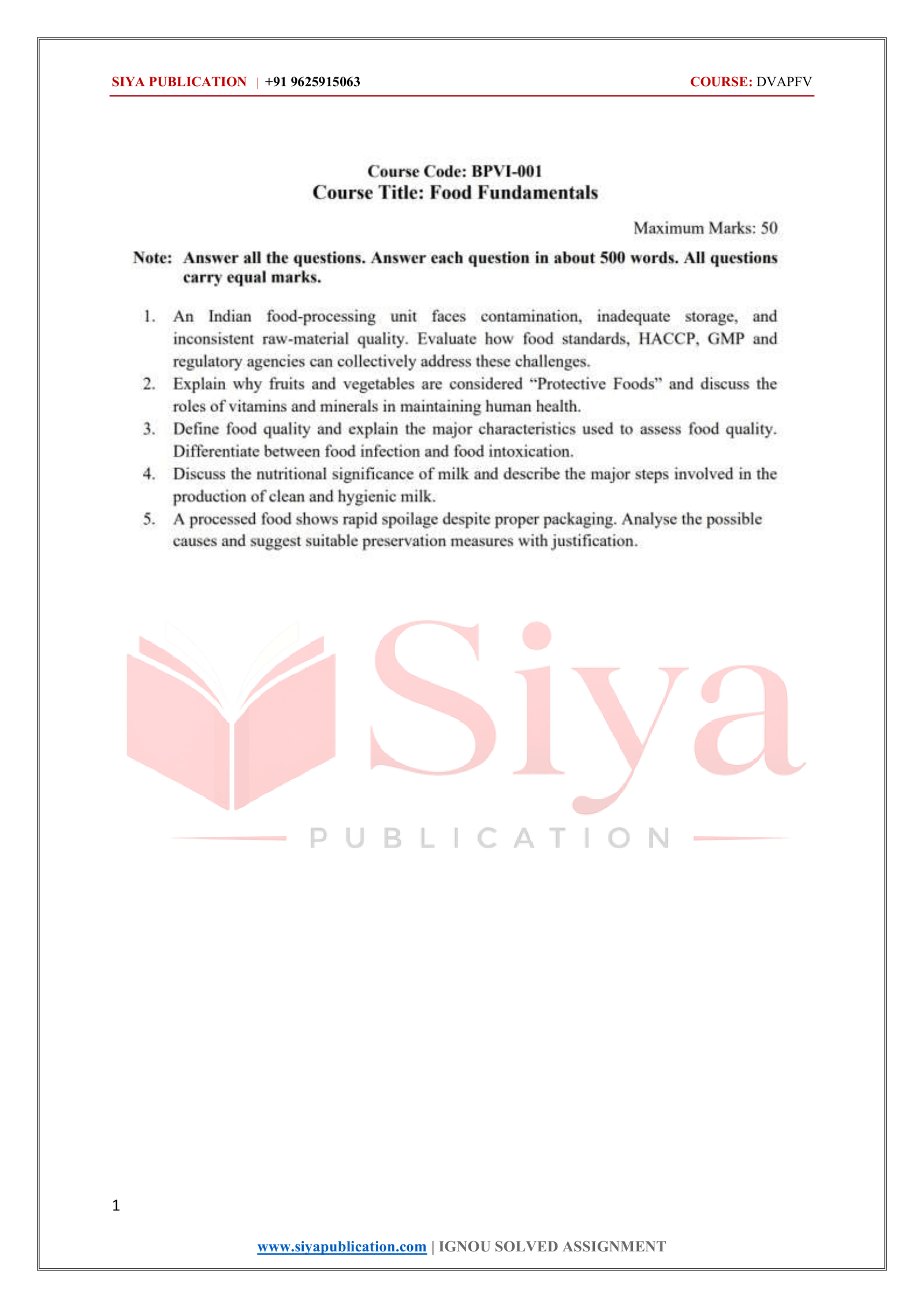 IGNOU BPVI-001 Solved Assignment 2026-27 – English Medium