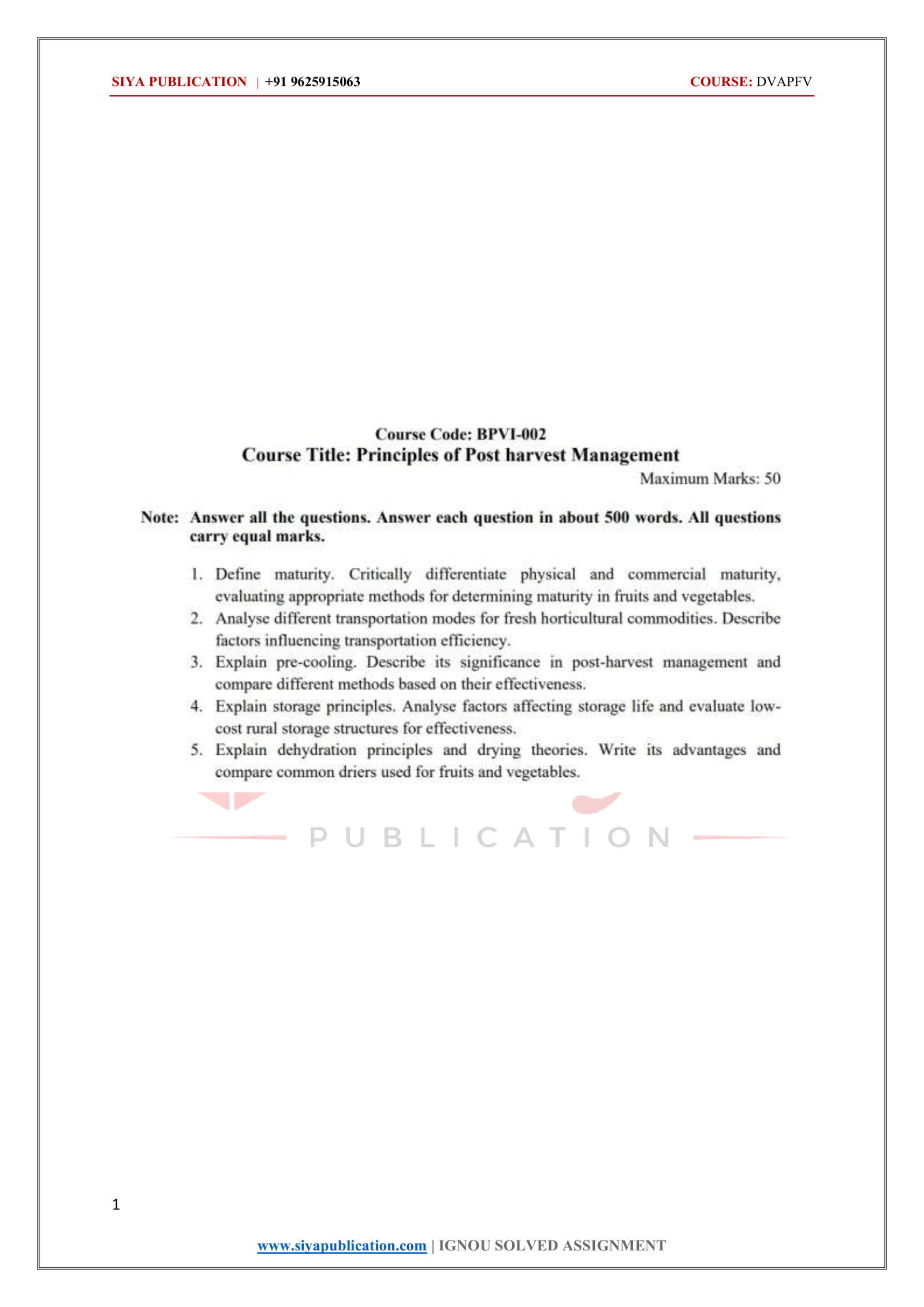 IGNOU BPVI-002 Solved Assignment 2026-27 – English Medium