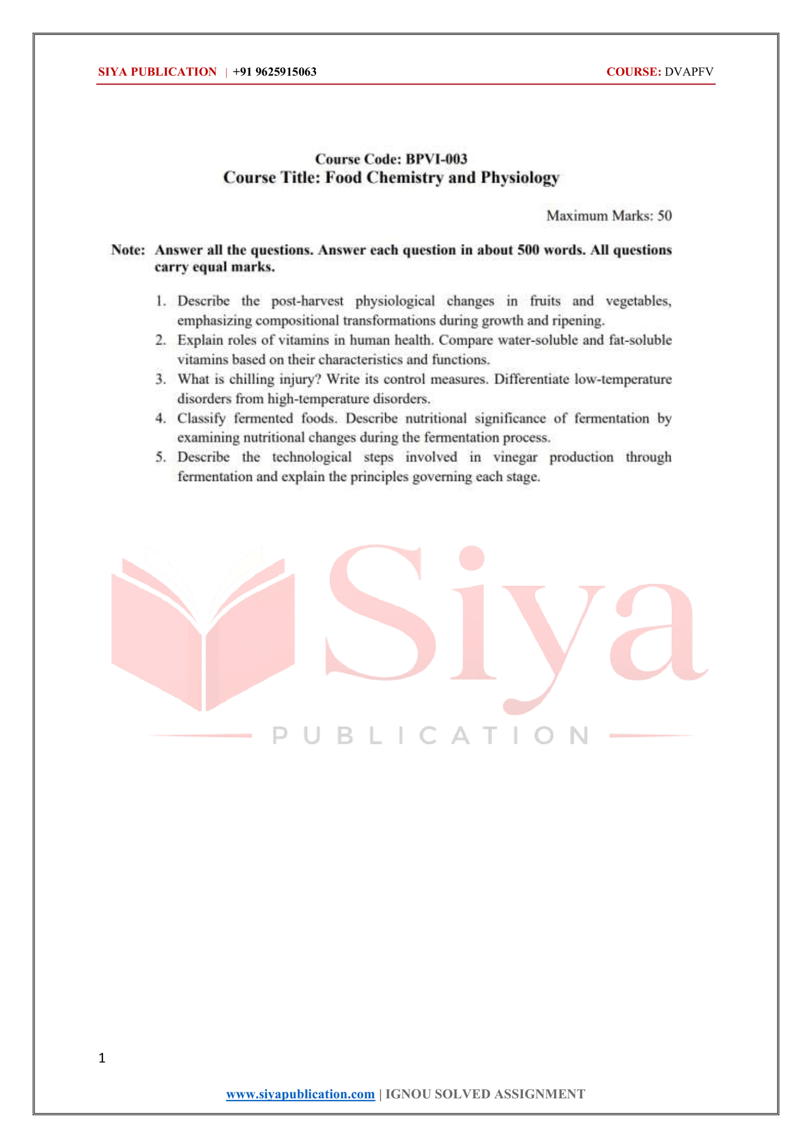 IGNOU BPVI-003 Solved Assignment 2026-27 – English Medium