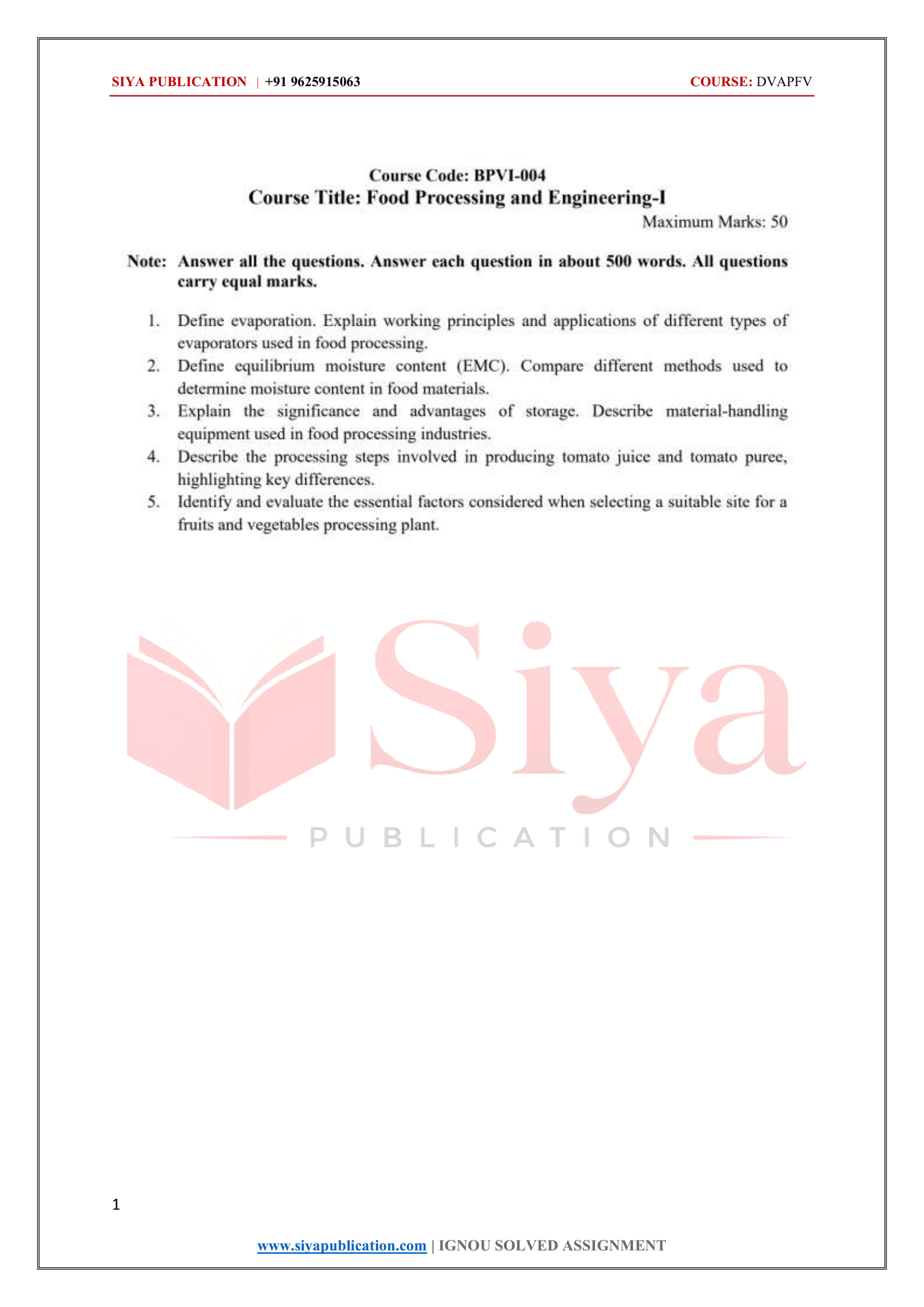 IGNOU BPVI-004 Solved Assignment 2026-27 – English Medium