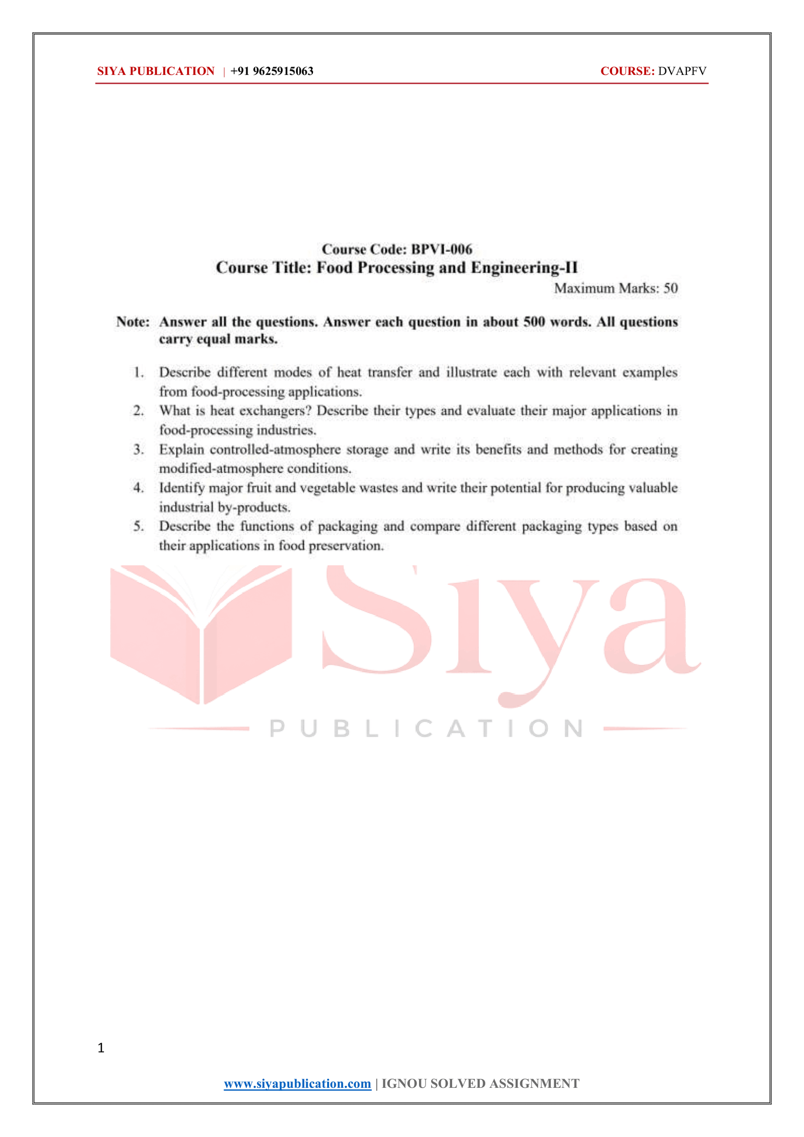 IGNOU BPVI-006 Solved Assignment 2026-27 – English Medium