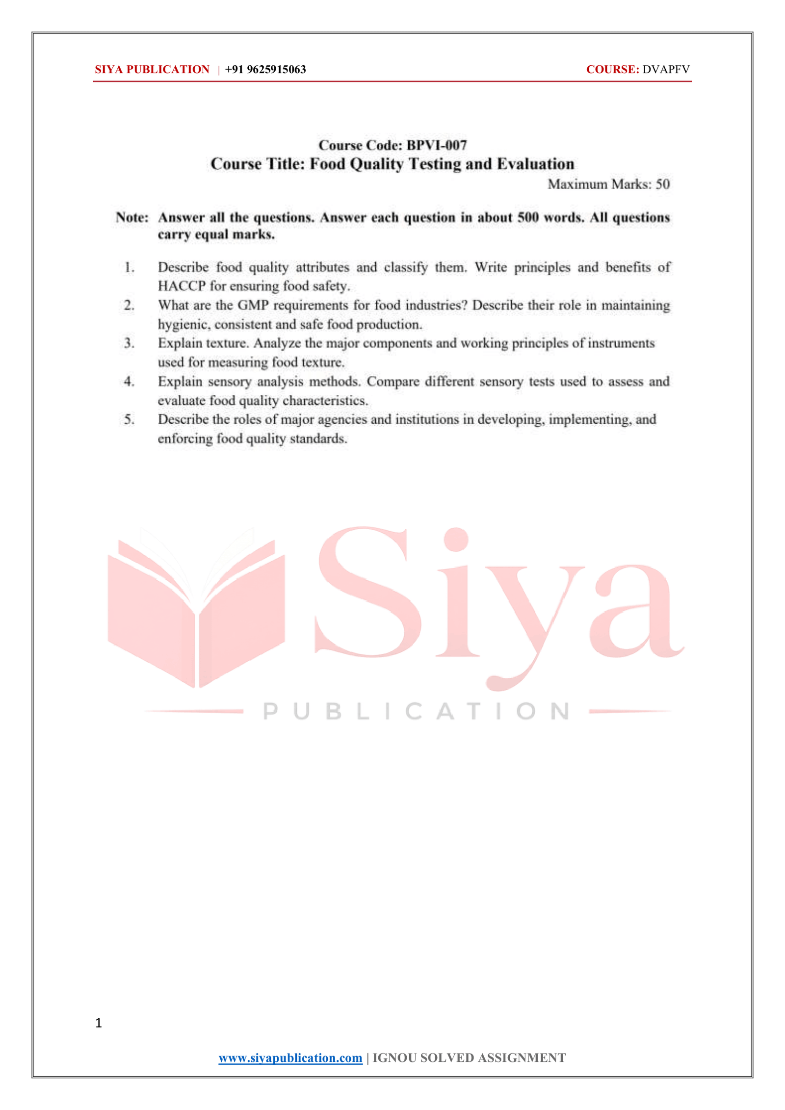 IGNOU BPVI-007 Solved Assignment 2026-27 – English Medium
