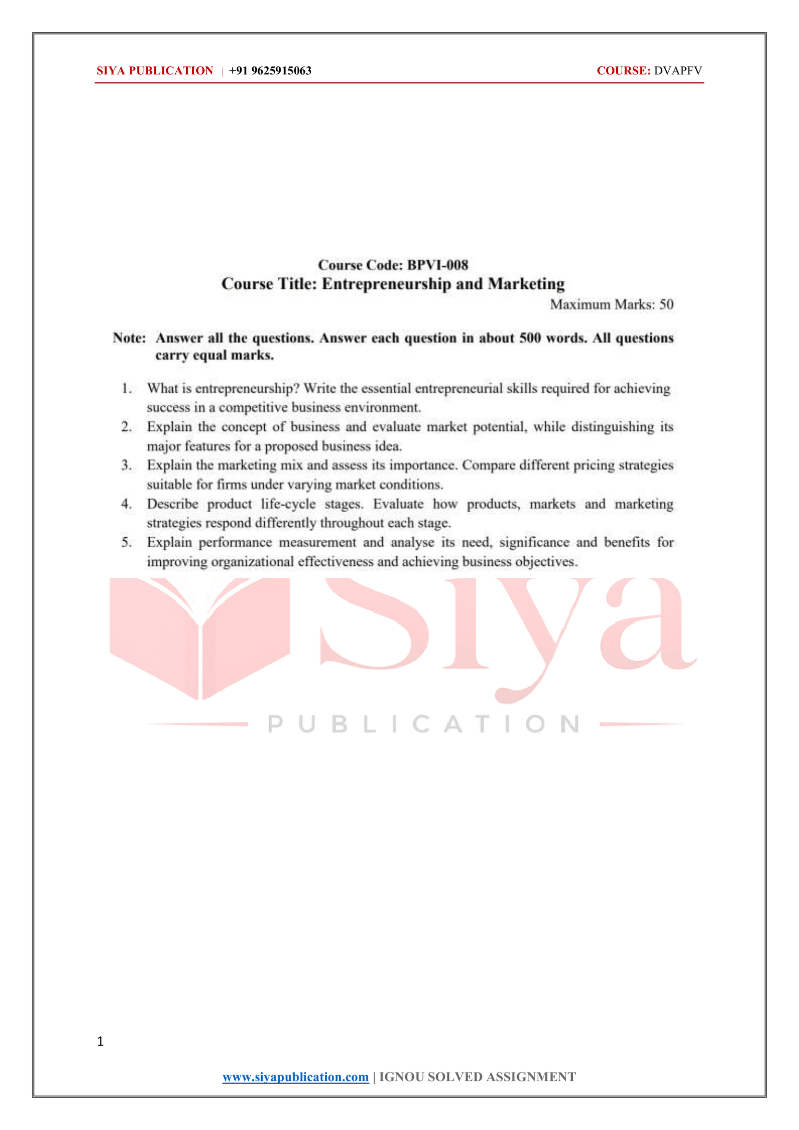 IGNOU BPVI-008 Solved Assignment 2026-27 – English Medium