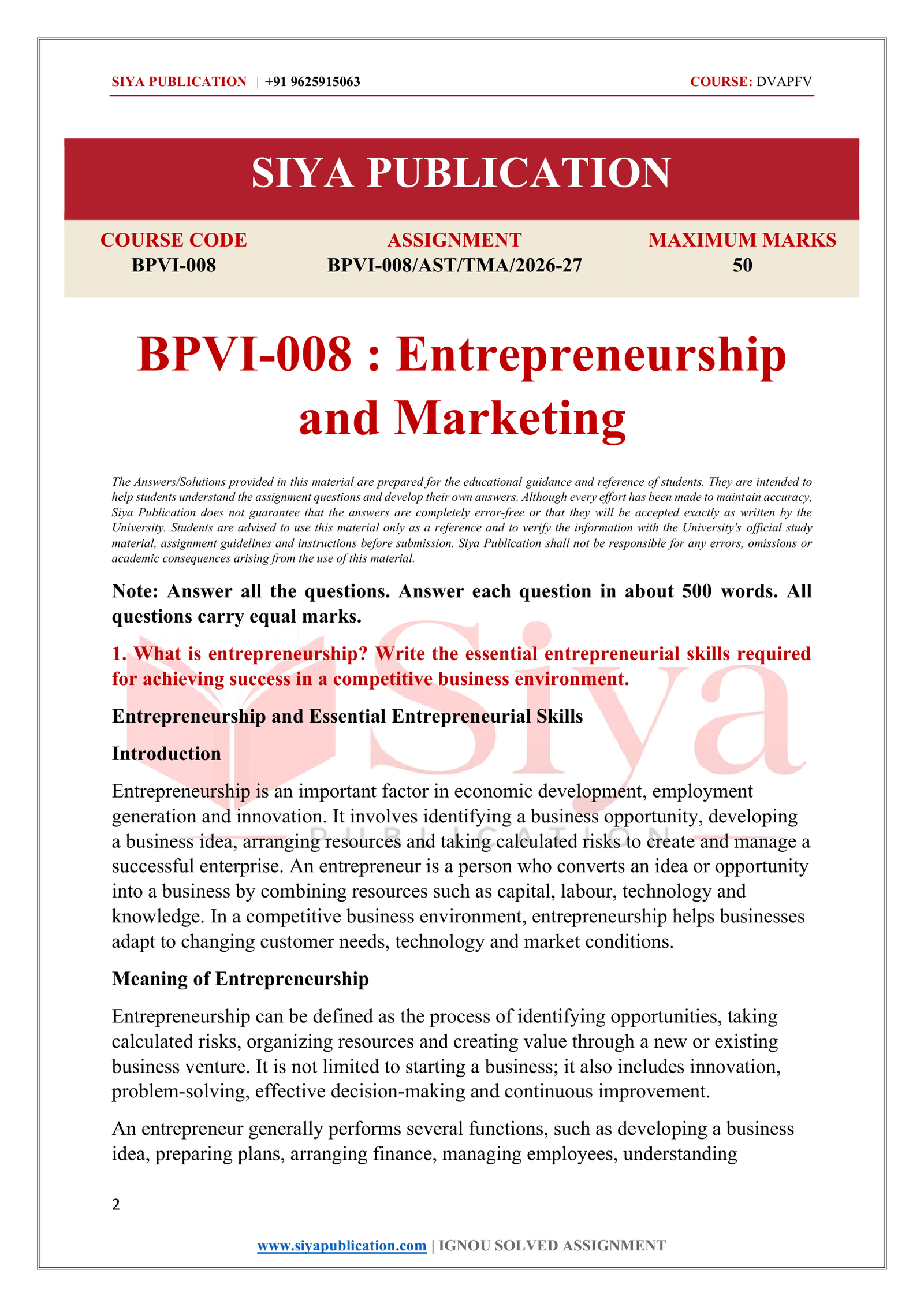 IGNOU BPVI-008 Solved Assignment 2026-27 – English Medium - Image 2