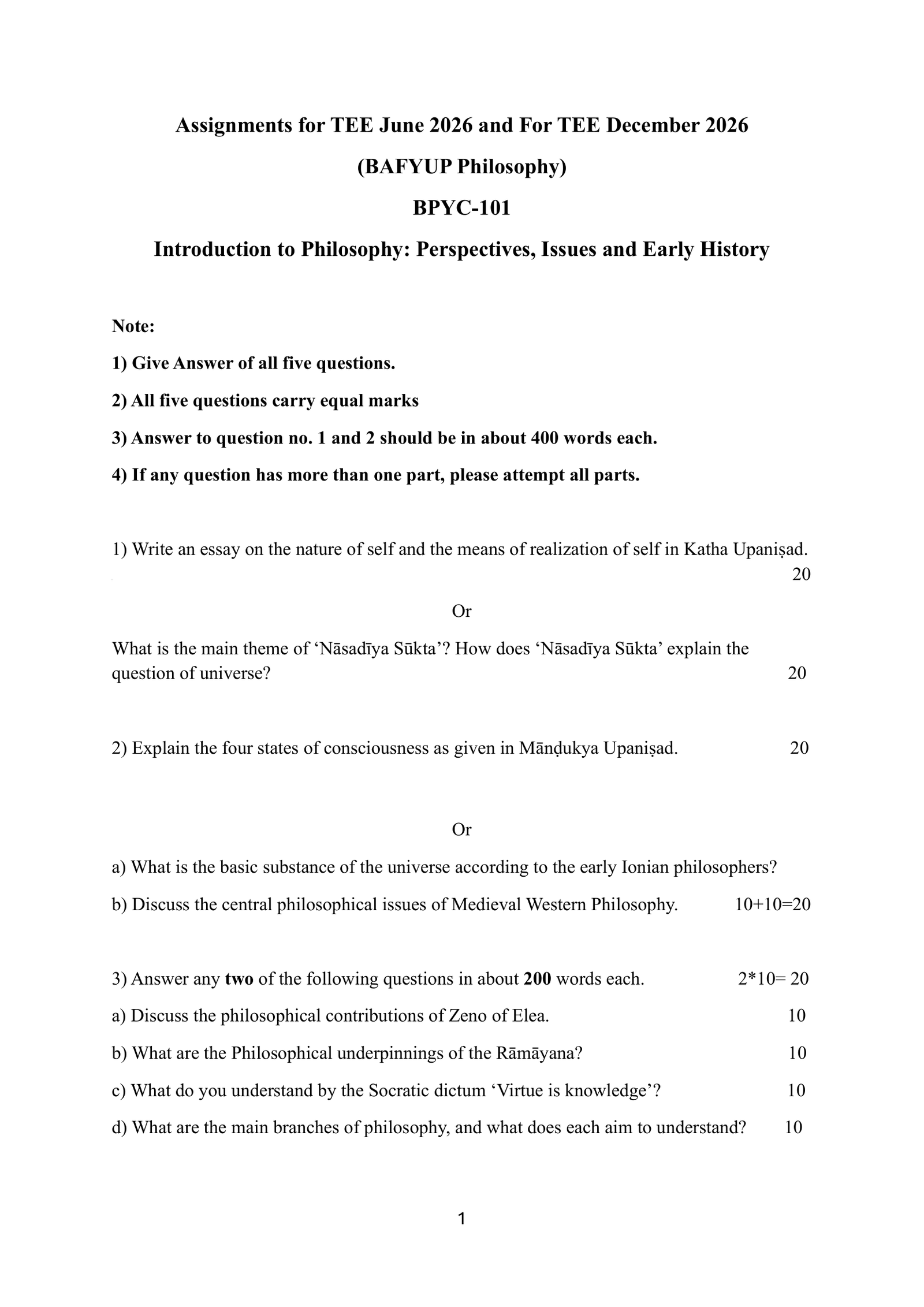 IGNOU BPYC-101 Solved Assignment 2026-27 – English Medium