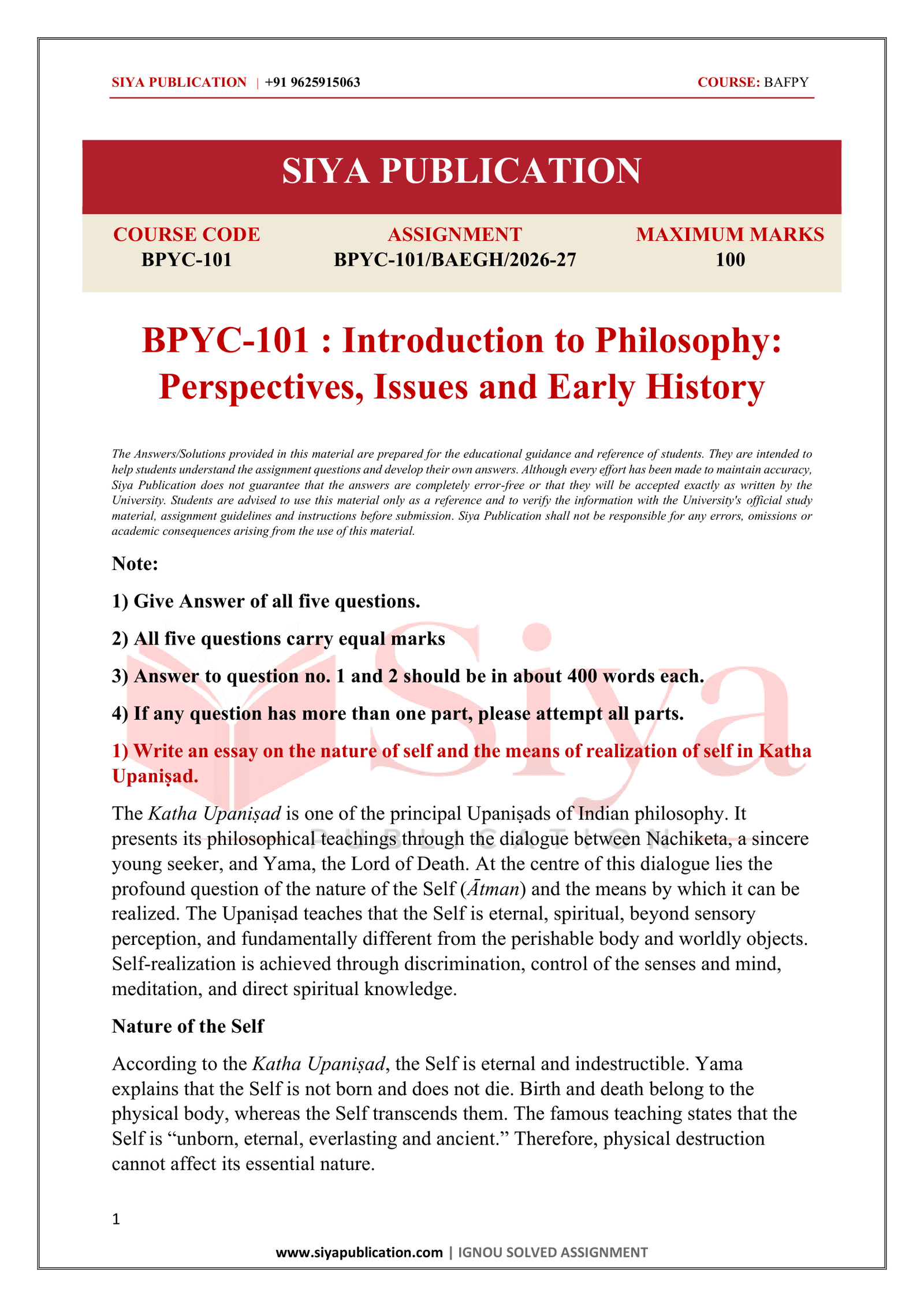 IGNOU BPYC-101 Solved Assignment 2026-27 – English Medium - Image 2