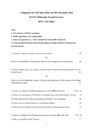 IGNOU BPYC-102 Solved Assignment 2026-27 – English Medium