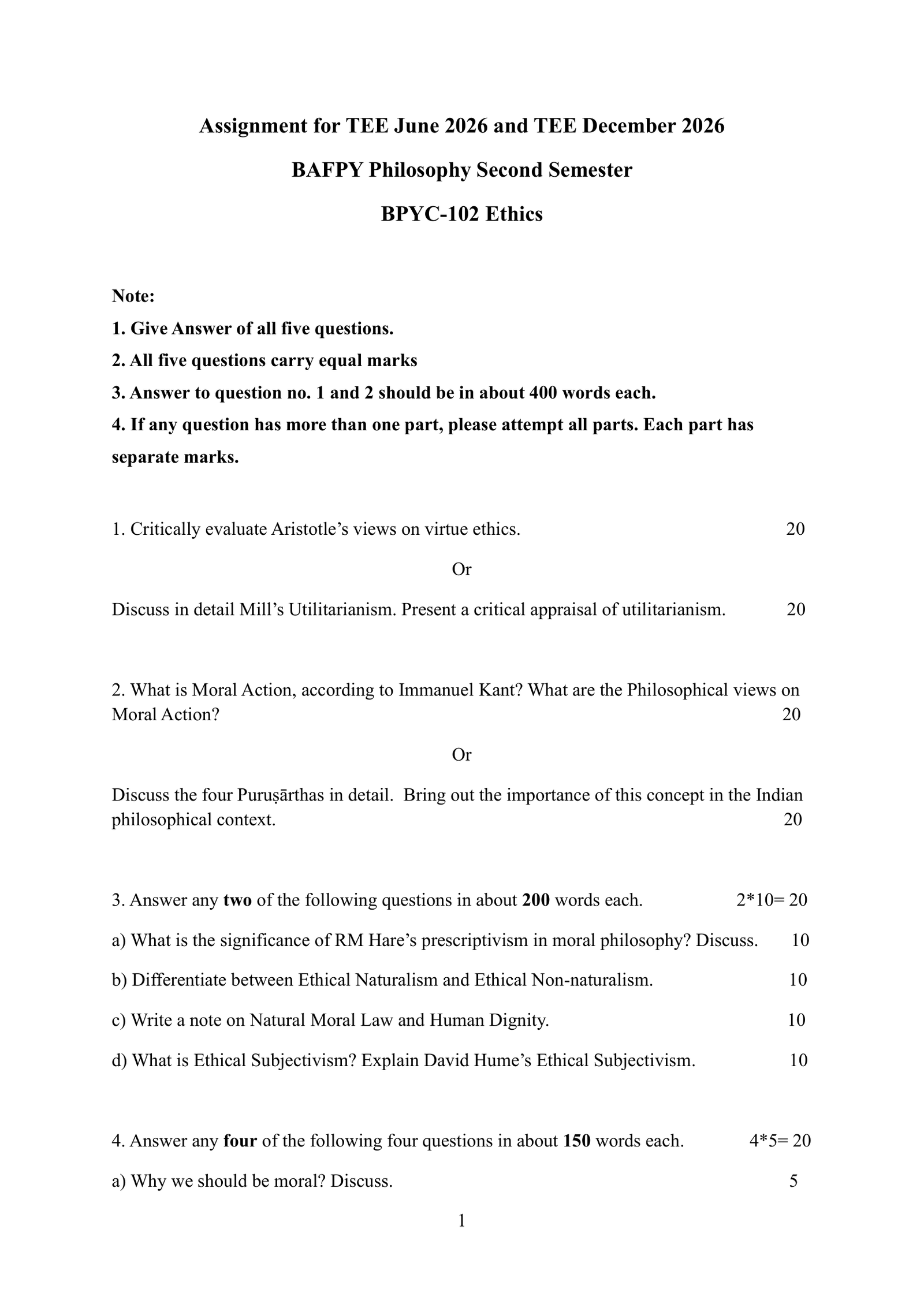 IGNOU BPYC-102 Solved Assignment 2026-27 – English Medium