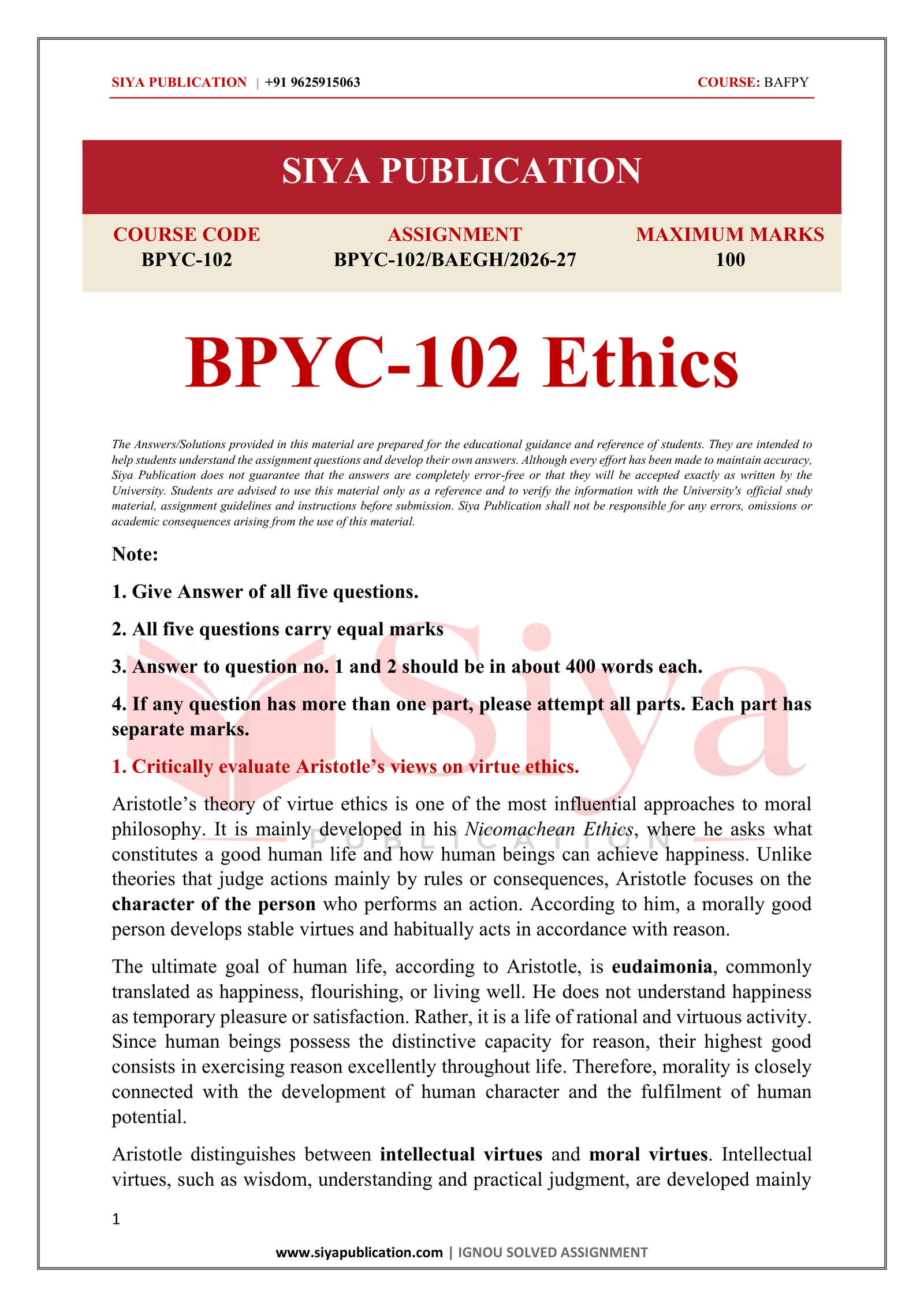 IGNOU BPYC-102 Solved Assignment 2026-27 – English Medium - Image 2