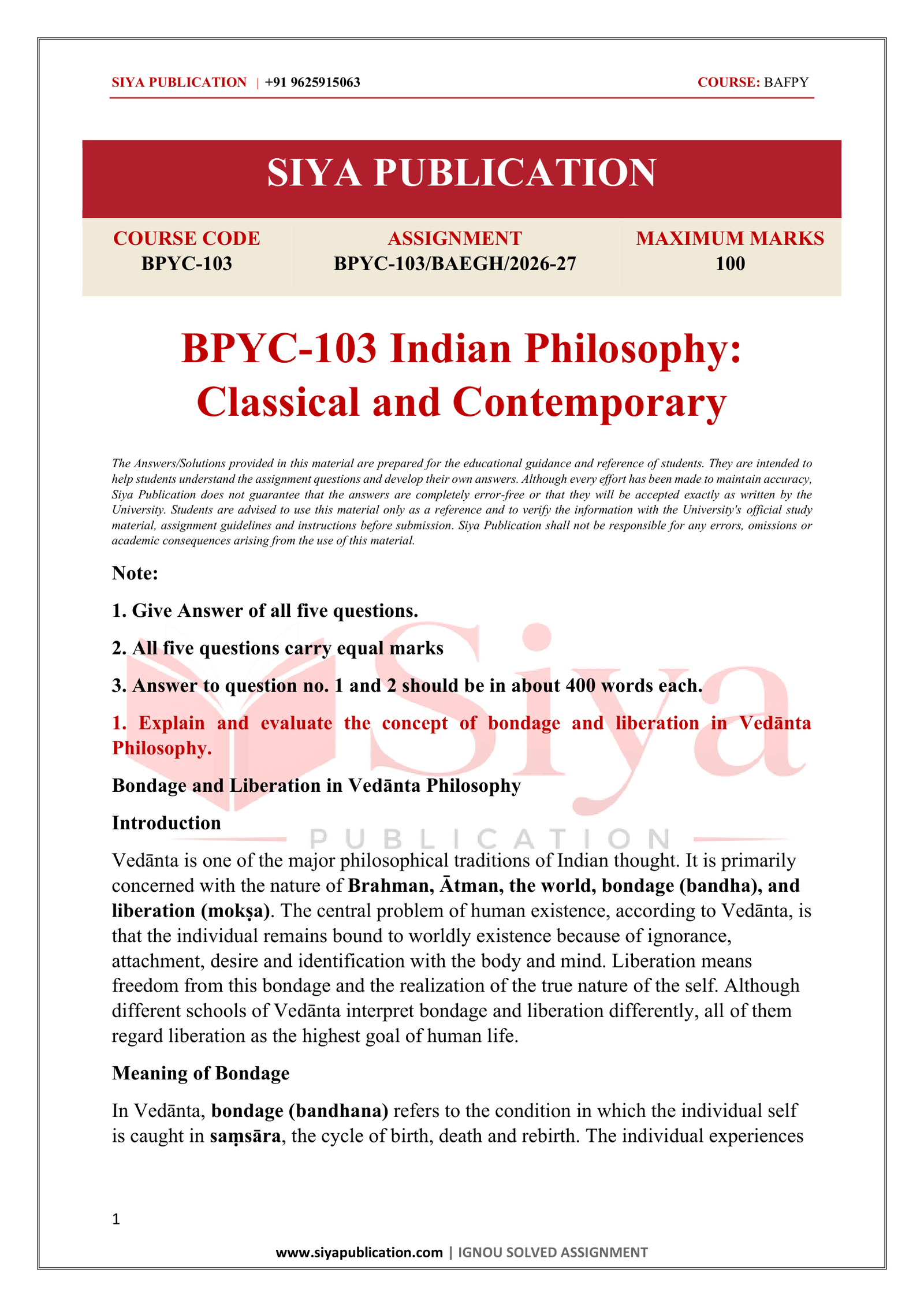 IGNOU BPYC-103 Solved Assignment 2026-27 – English Medium - Image 2
