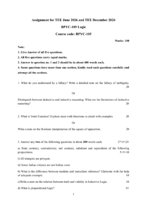 IGNOU BPYC-105 Solved Assignment 2026-27 – English Medium