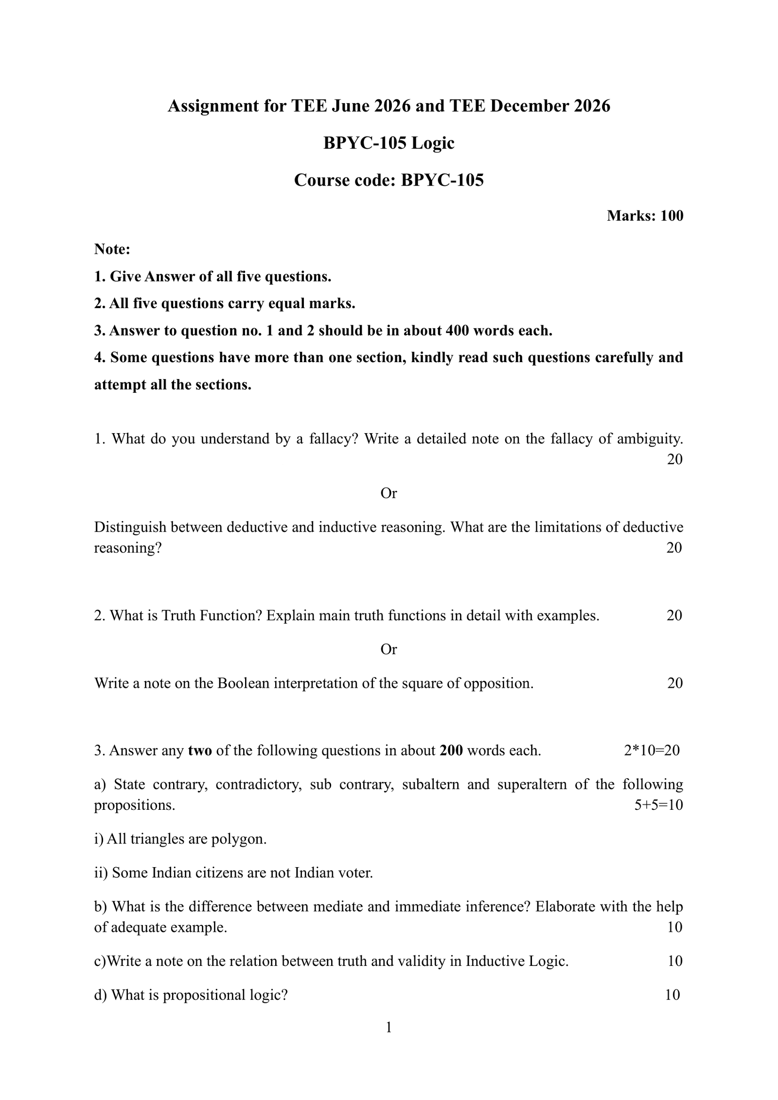 IGNOU BPYC-105 Solved Assignment 2026-27 – English Medium